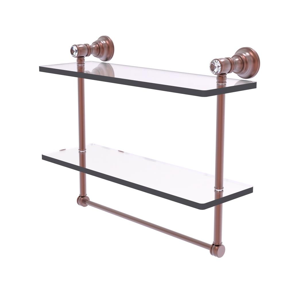 Allied Brass CC-2-TB-16-CA Carolina Crystal Antique Copper 2 -Tier Wall mount Bathroom Shelf ( 16-in x 9.5-in x 5-in )