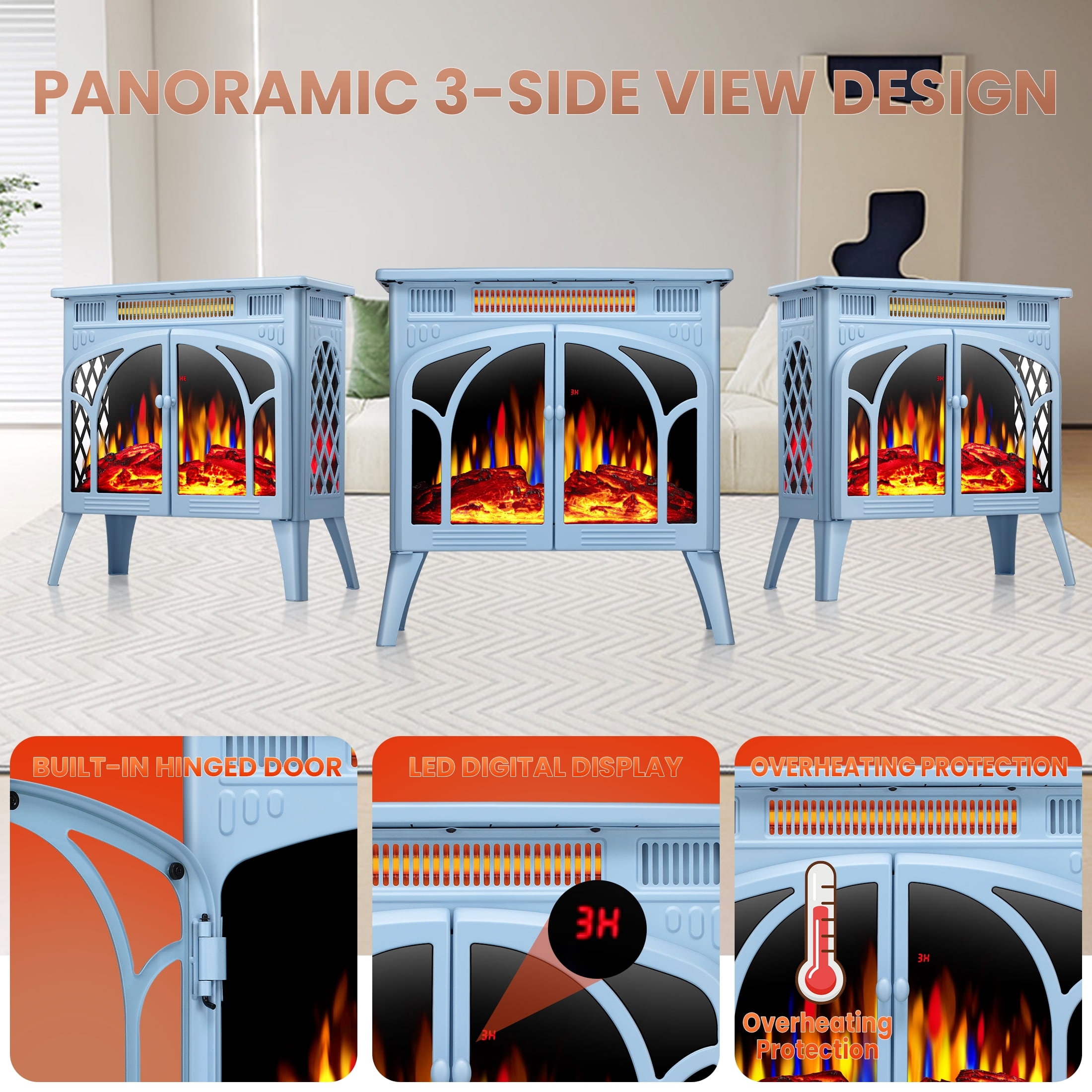 COWSAR S230B-BLUE Electric-Fireplaces - View #6