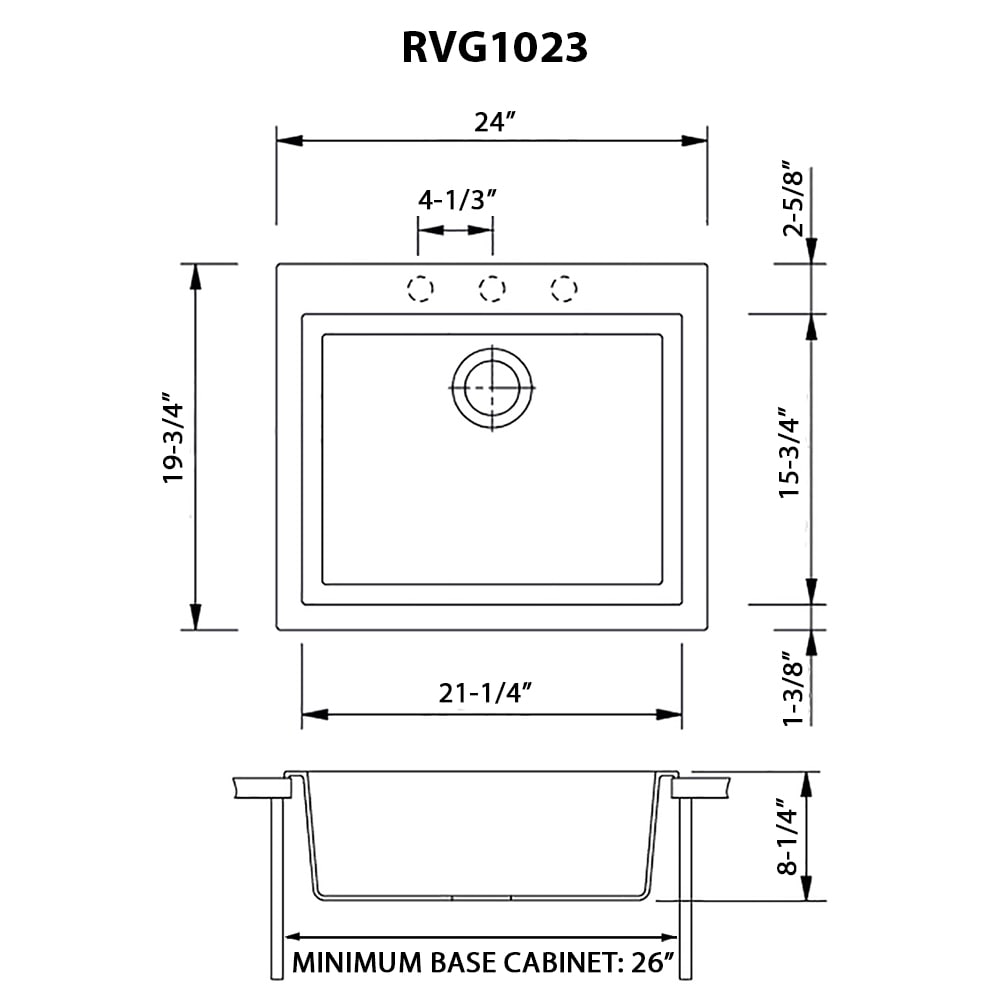 Ruvati epiGranite Drop-In 24-in x 20-in Arctic White Granite Single ...