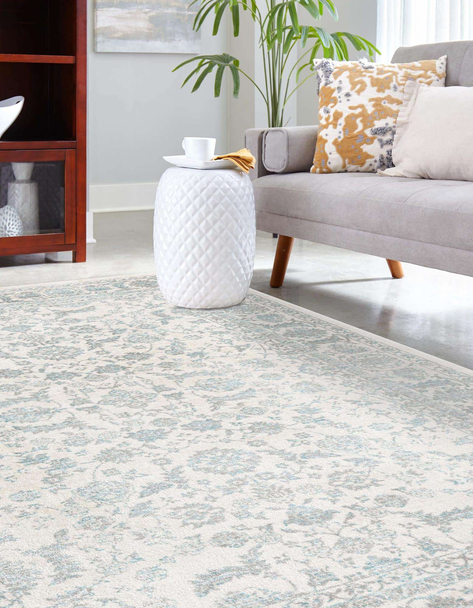 Unique Loom 3186987 Jill Zarin Uptown 2 x 3 (ft) Loomed Polypropylene Teal Rectangular Indoor Floral/Botanical Farmhouse/Cottage Area rug