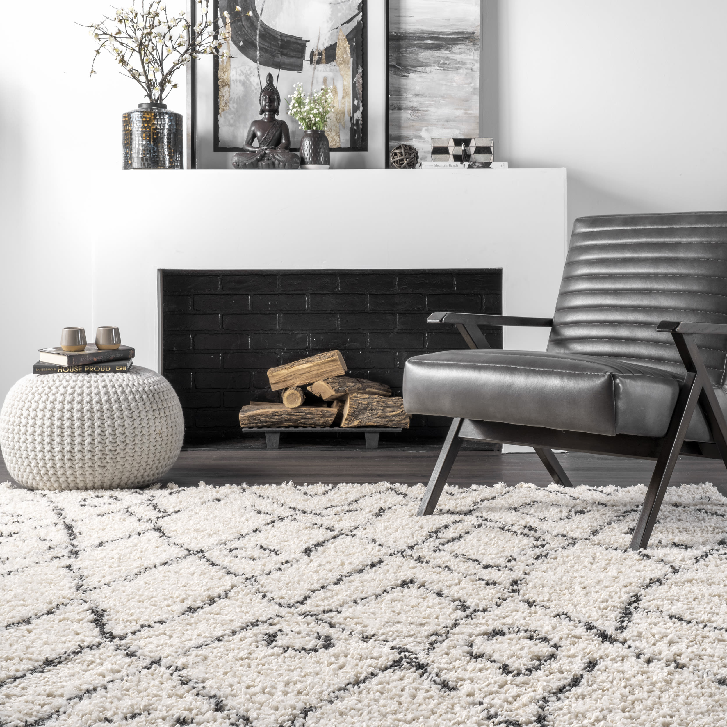 nuLOOM 8 X 10 (ft) Off White Indoor Geometric Moroccan Area