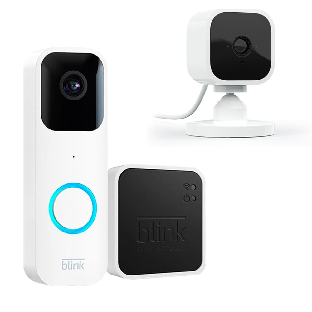 Outdoor Blink Wireless Security Camera with Indoor Mini Camera Bundle and  Microfiber Cloth (Black - 2 Cam) 2 Count (Pack of 1) FDA MASK 95 FDA MASK 95