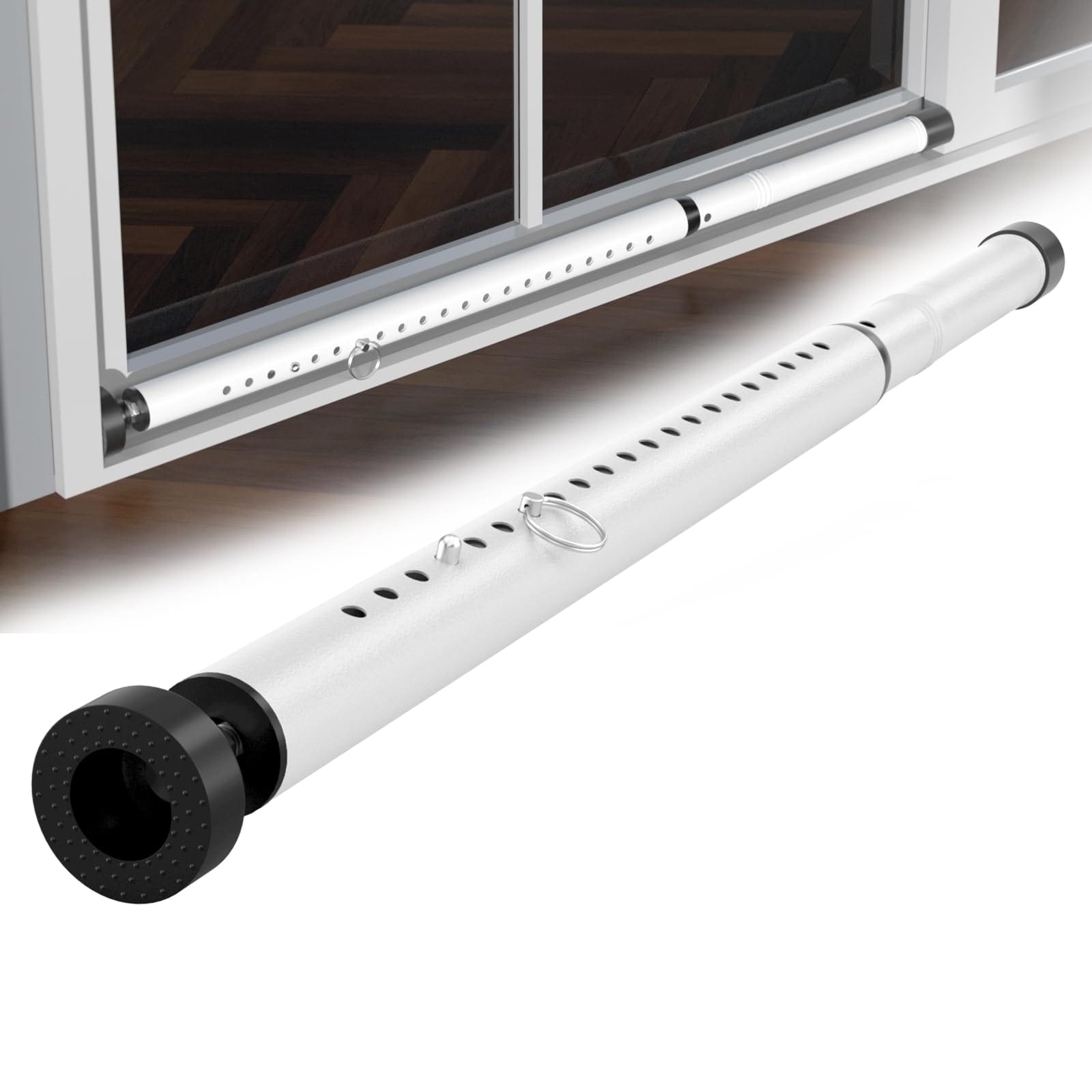 LAIFUCAM  Sliding Door Security Bar Adjustable Length Seventeen Point Five to Fifty Inch Heavy Duty Metal Window Security Bar for Patio Door