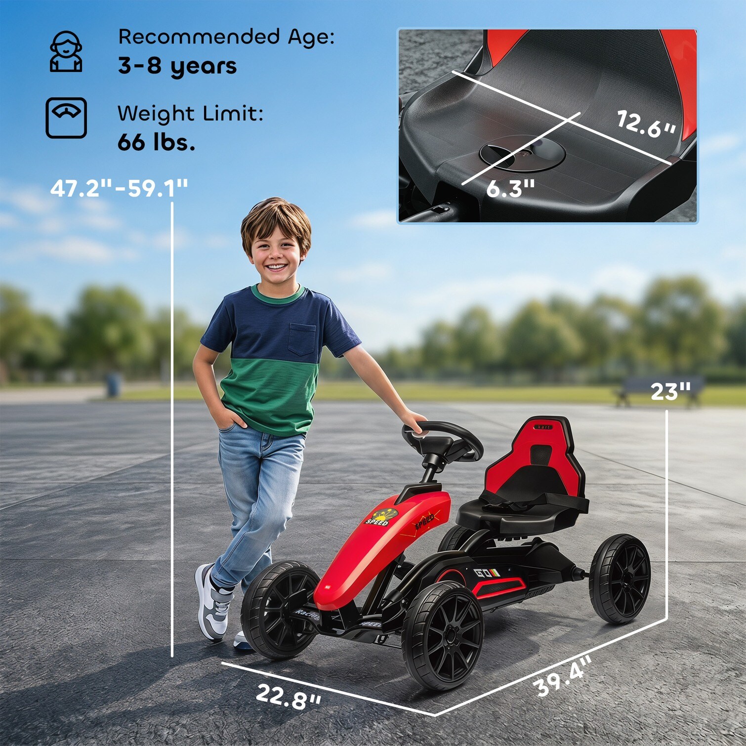 sunjurt Red Pp and Metal Ride-On Cars 39.2 x 22.8 x 23 in featuring ...