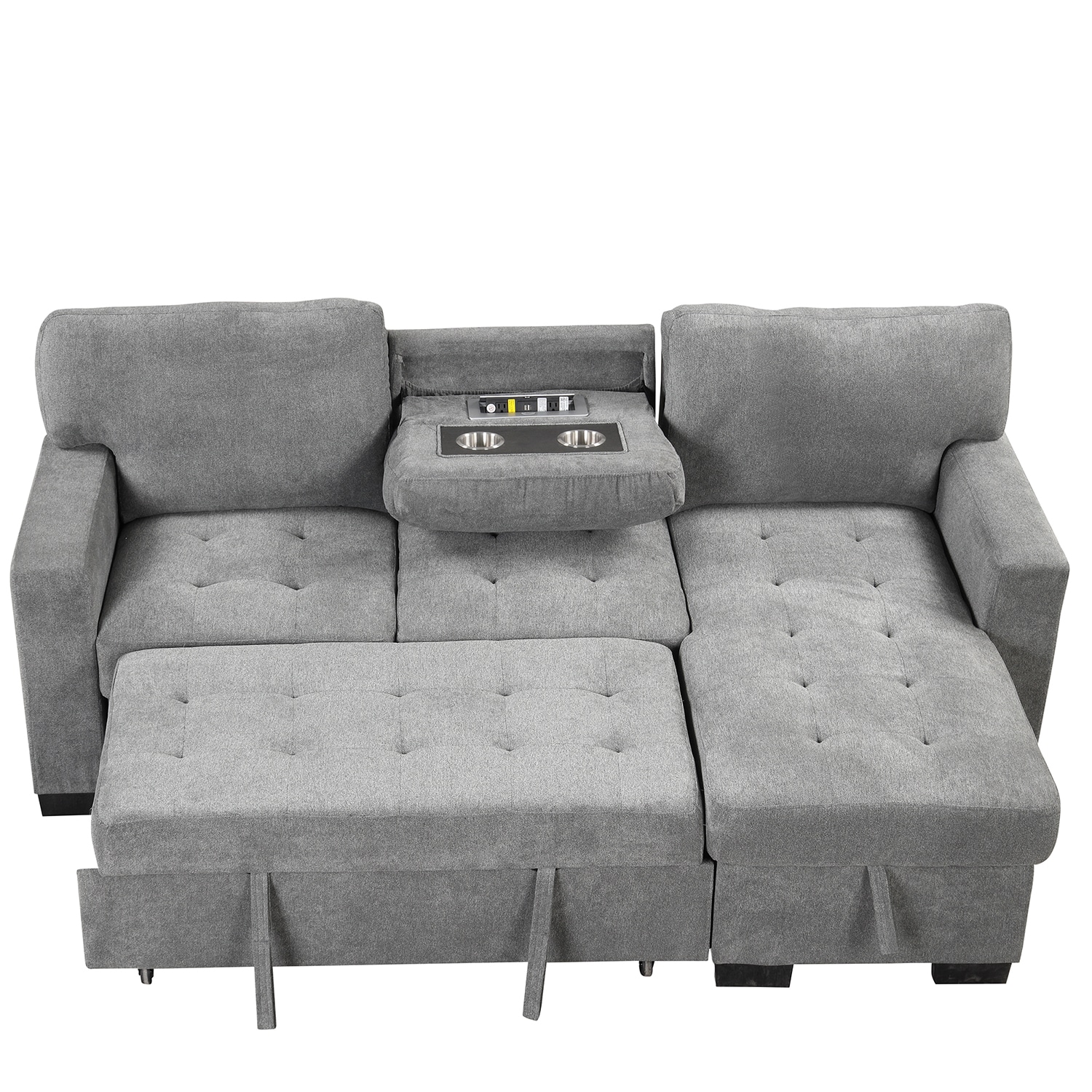 Bybafun 85.2-in Modern Gray Velvet Reclining Sleeper In The Couches ...