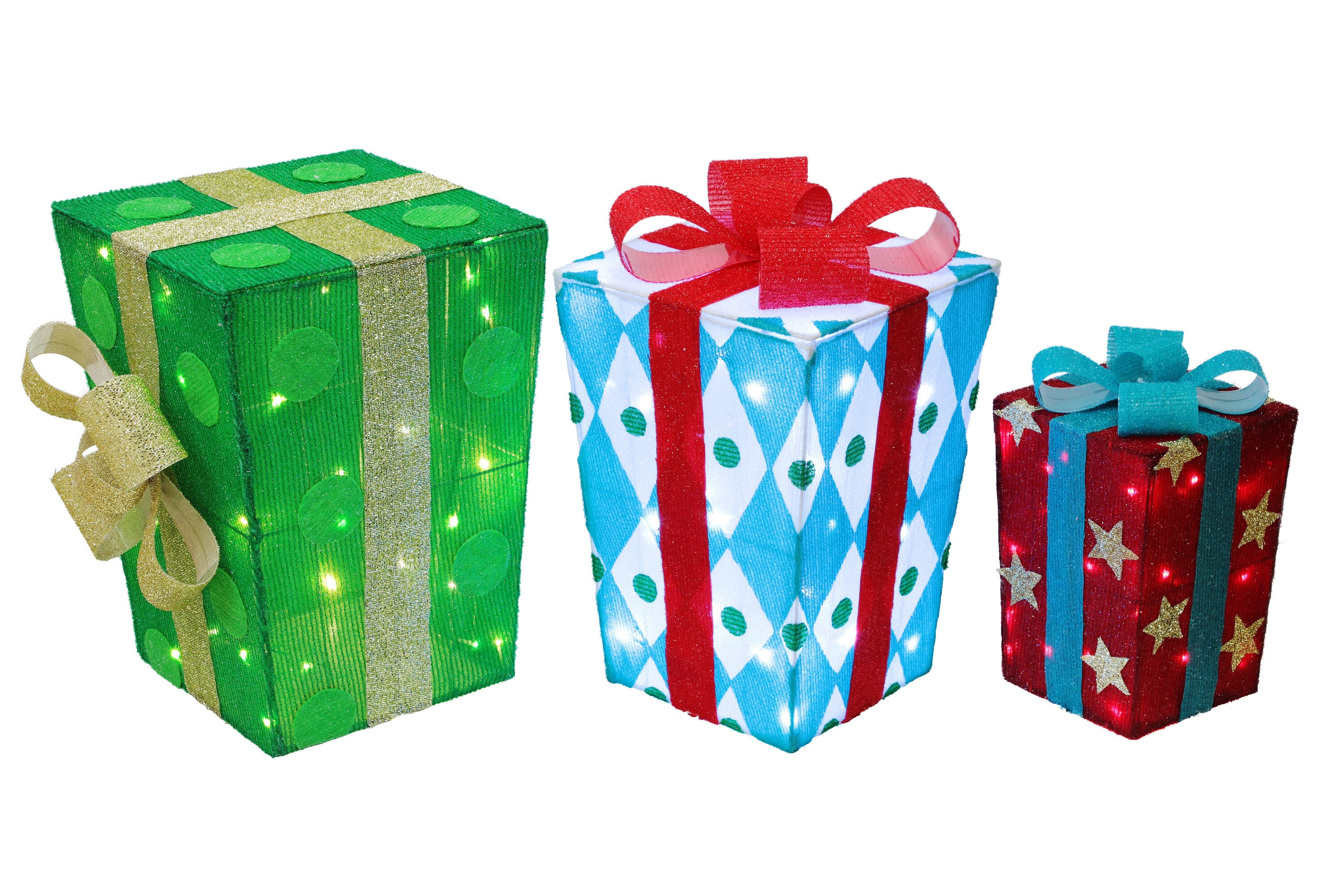 Holiday Living 3-count Outdoor LED Printed Giftboxes Decoration