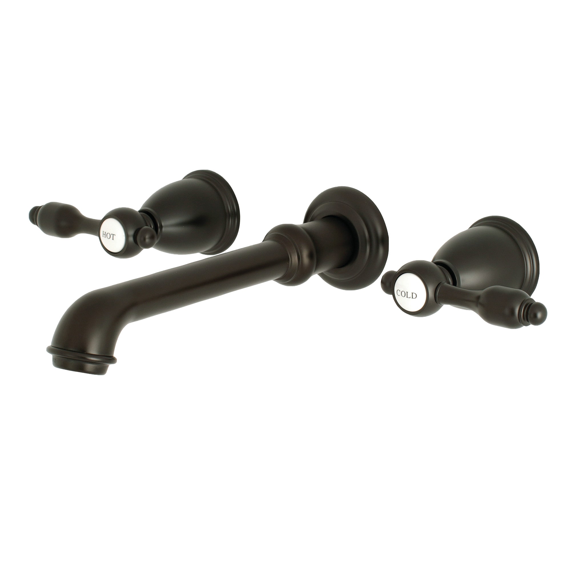 Kingston Brass WLKS7125TAL Tudor Oil-rubbed bronze Wall-mount 2-handle High-arc Residential Handle Bathroom Sink Faucet