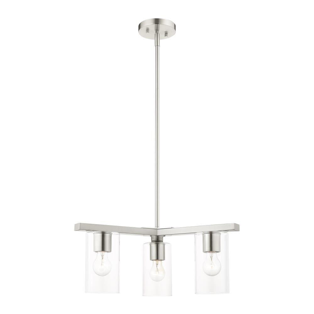 Zurich Elegance 3-Light Brushed Nickel Chandelier with Clear Glass