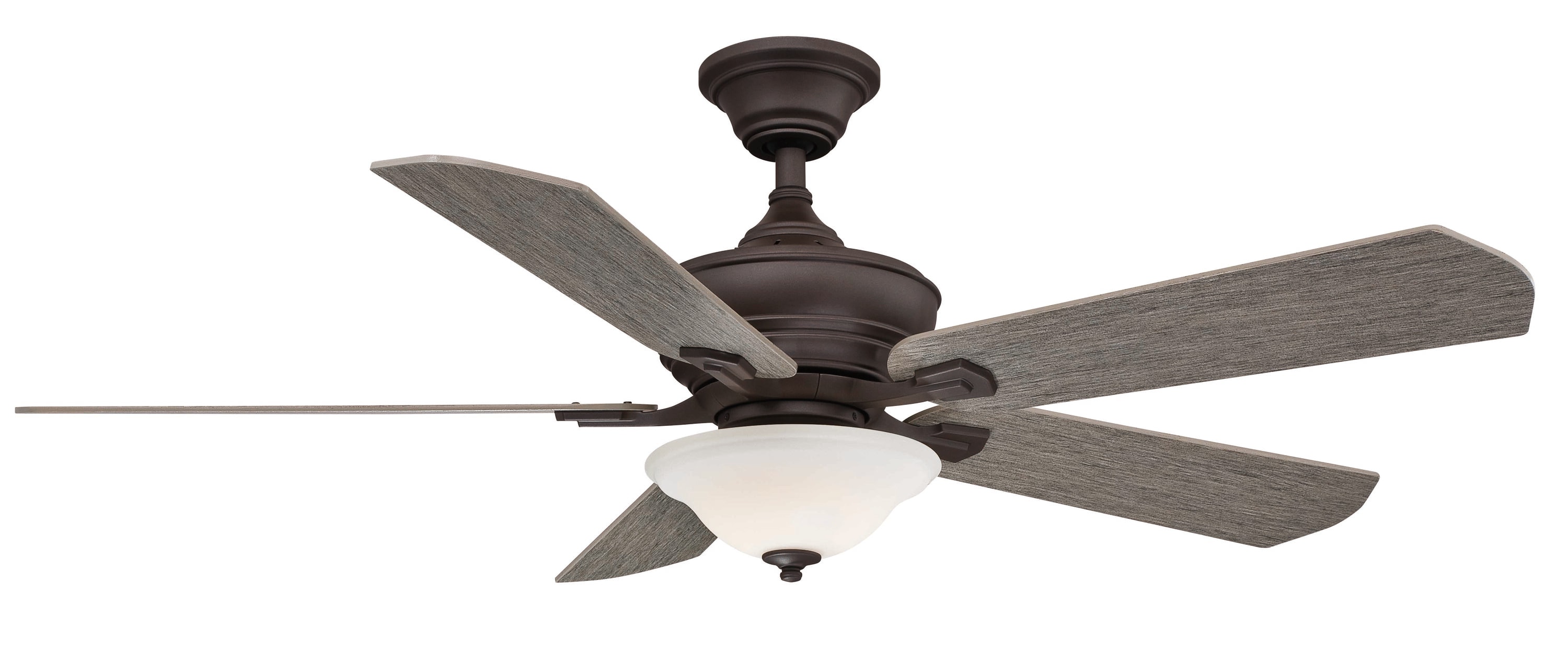 Fanimation FP8094GR Camhaven v2 52-in Integrated LED Matte greige with Weathered wood Blades Ceiling Fan With Light - Remote Included ( 5 -Blade )