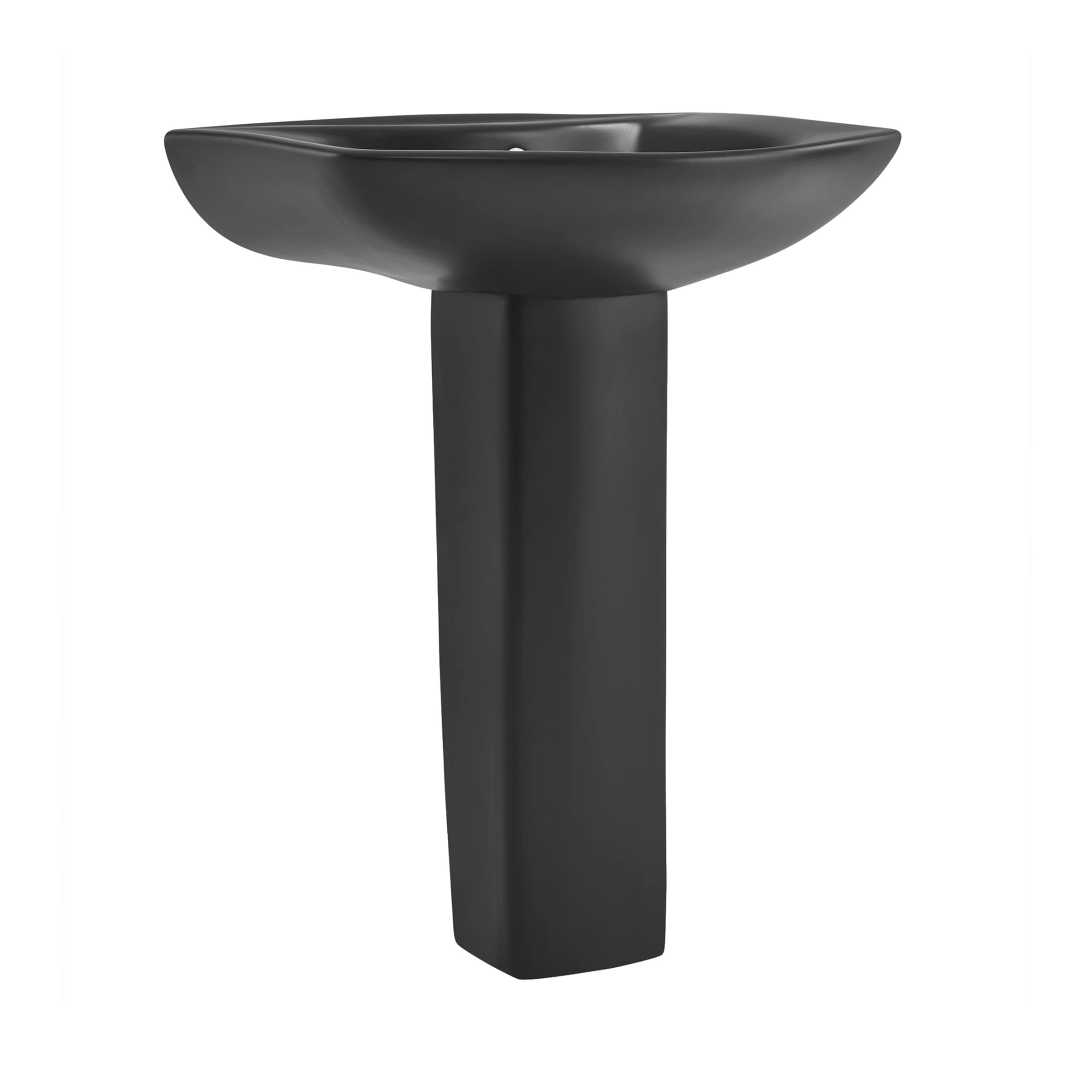 Swiss Madison SM-25-PSMPE04BK Montparnasse Ceramic Modern Matte Black Pedestal Sink Combo ( 20.5-in x 26-in x 35.5-in )