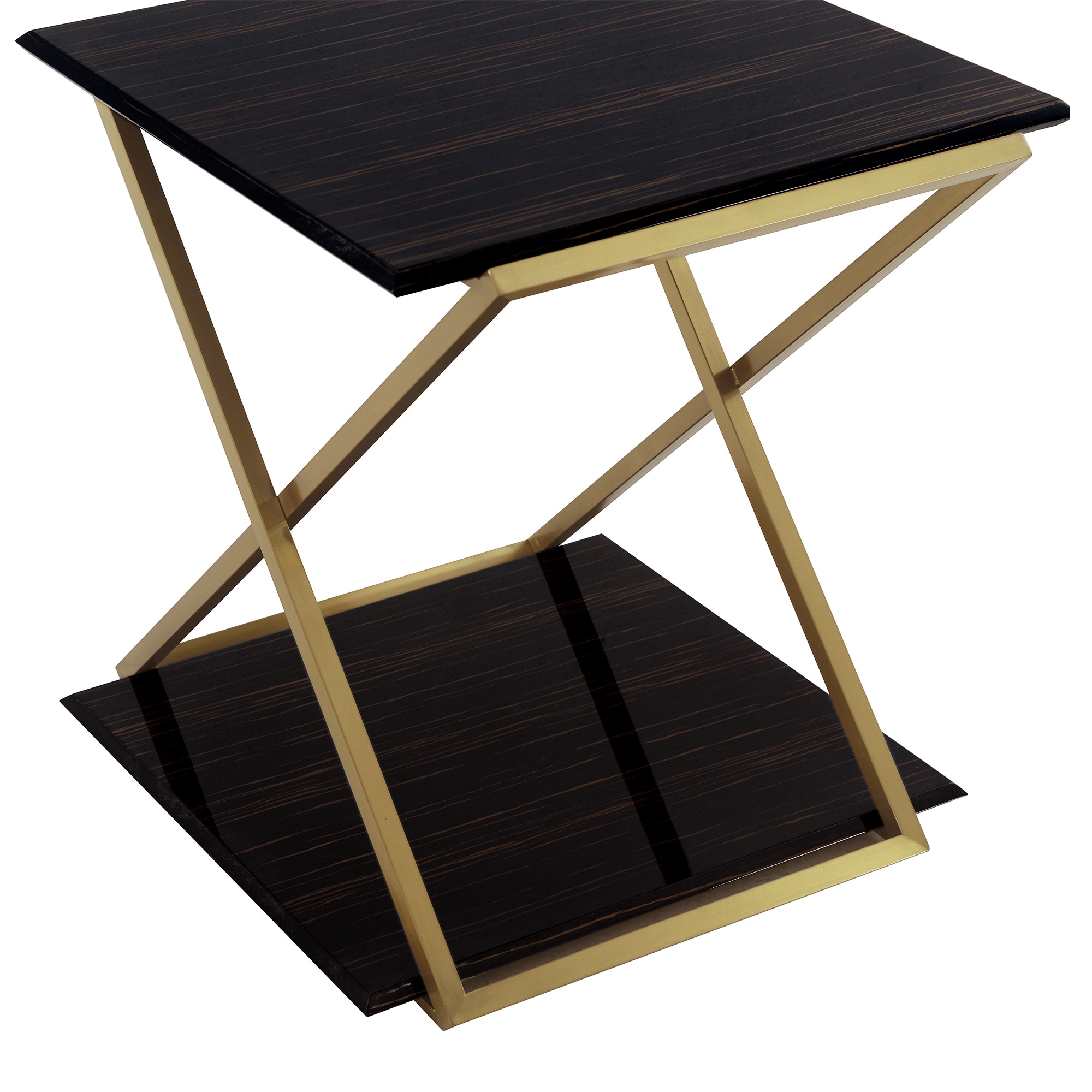 Westlake 22" Dark Brown Wood and Gold Metal Square End Table