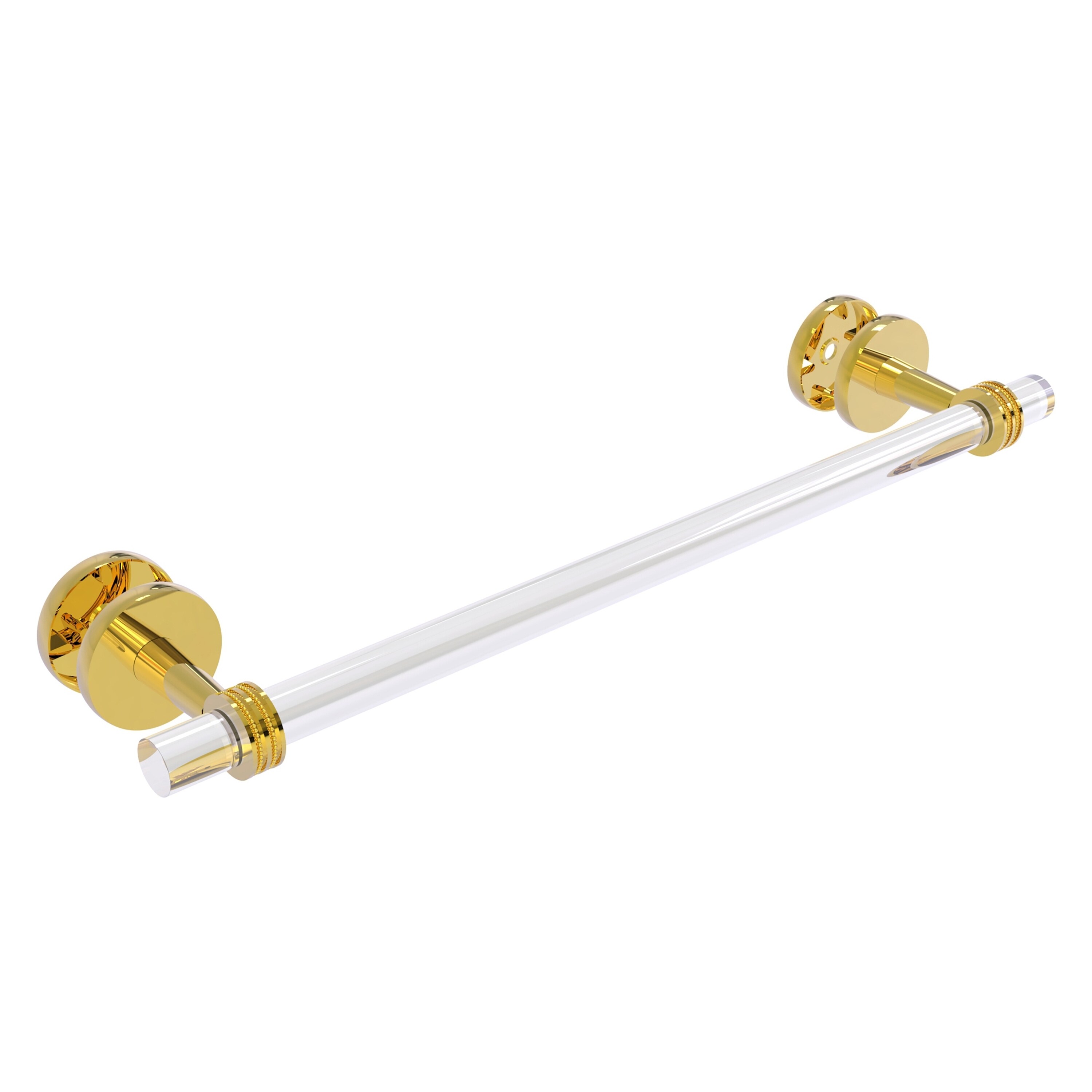 Allied Brass CV-41D-SM-18-PB Clearview 18-in Polished Brass Wall mount Single Towel Bar