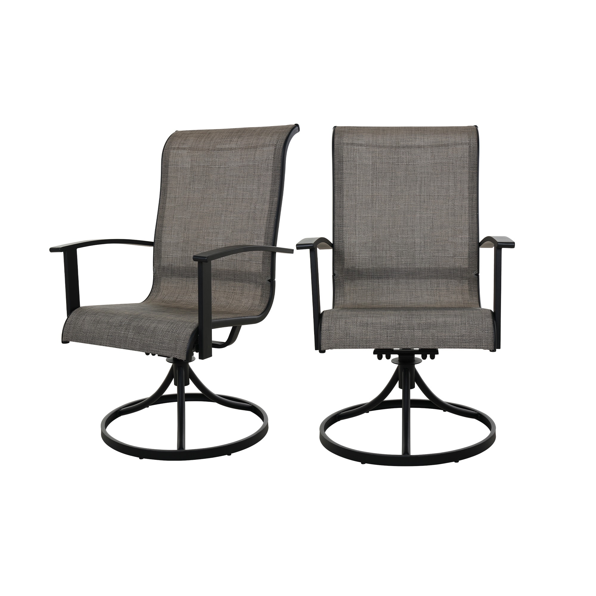 Clihome CL-63 2 Piece All Iron Removable Teslin Swivel Dining Chair Set of 2 Woven Iron Iron Frame Swivel Dining Chair with Gray Woven Seat