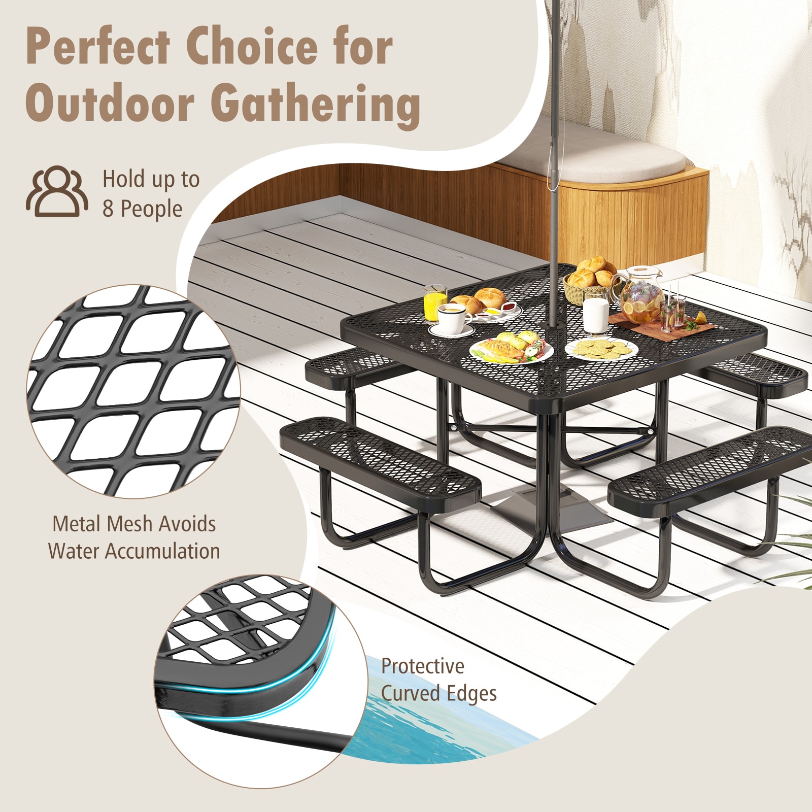 LIVIZA TDZ11797BK-X Picnic-Tables - View #2