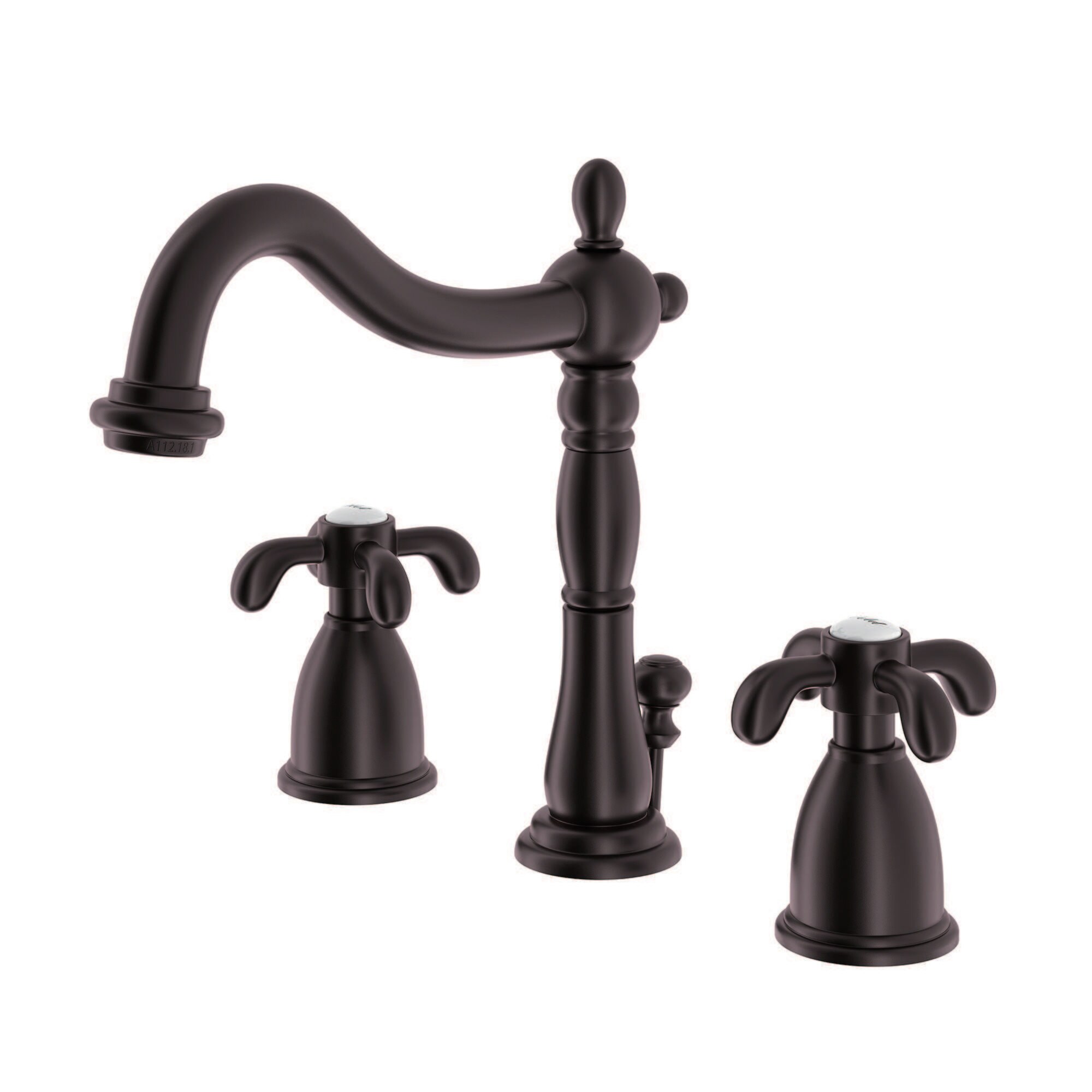 Kingston Brass WLKB1975TX French Country Oil-rubbed bronze Widespread 2-handle High-arc Residential Handle Bathroom Sink Faucet with Drain