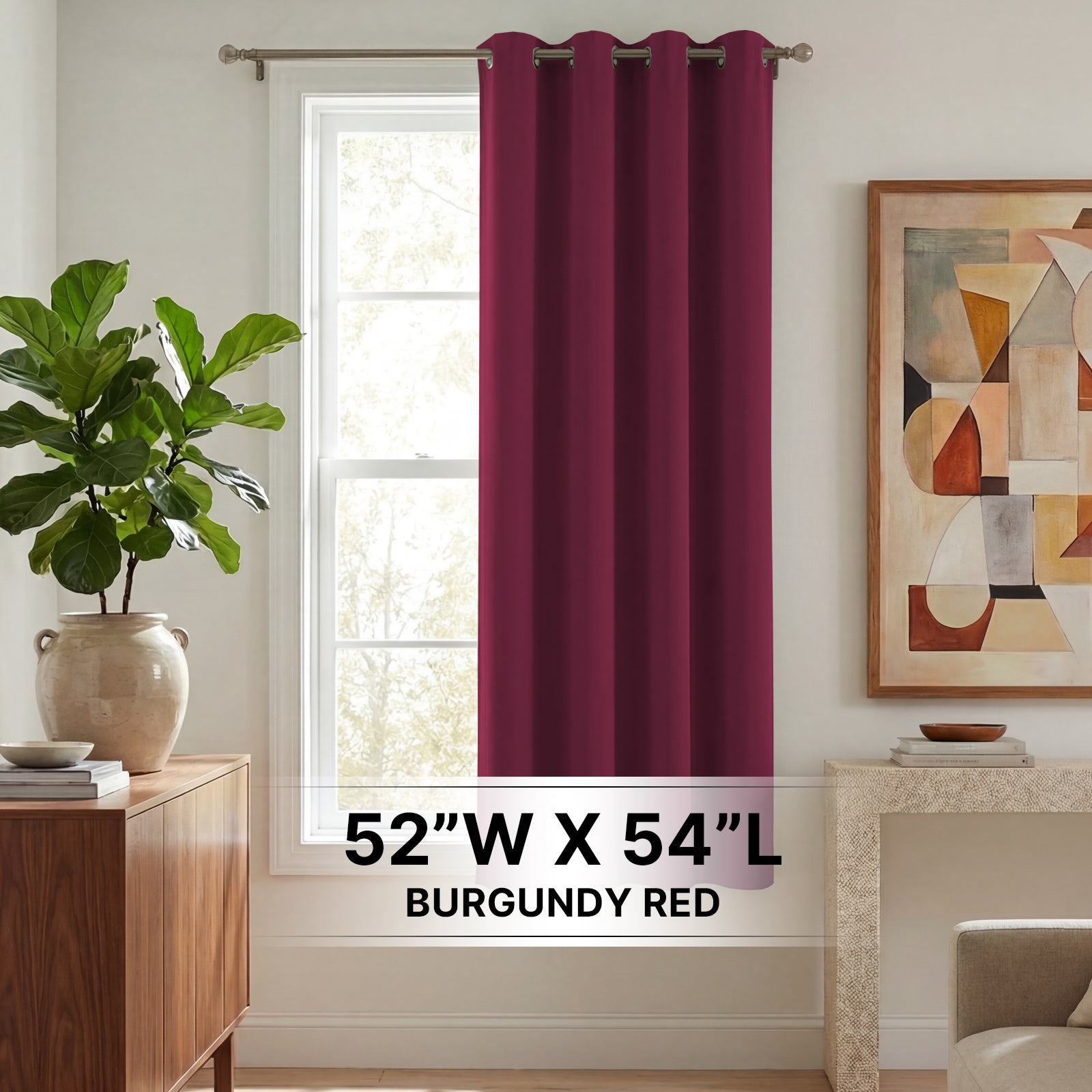 H.Versailtex  Premium Blackout Curtain Panel Pair Grommet Top 52 x 54 in Burgundy Red