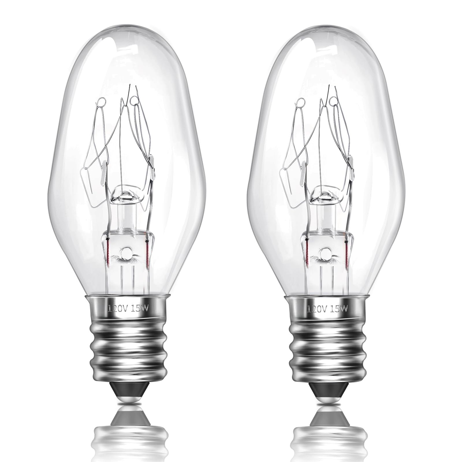 Vrbgify  15 Watt C7 Dimmable Salt Lamp Bulbs E12 Base Warm White Light Bulbs for Wax Warmer Night Light Candle Warmer Long Lasting Pack of 2