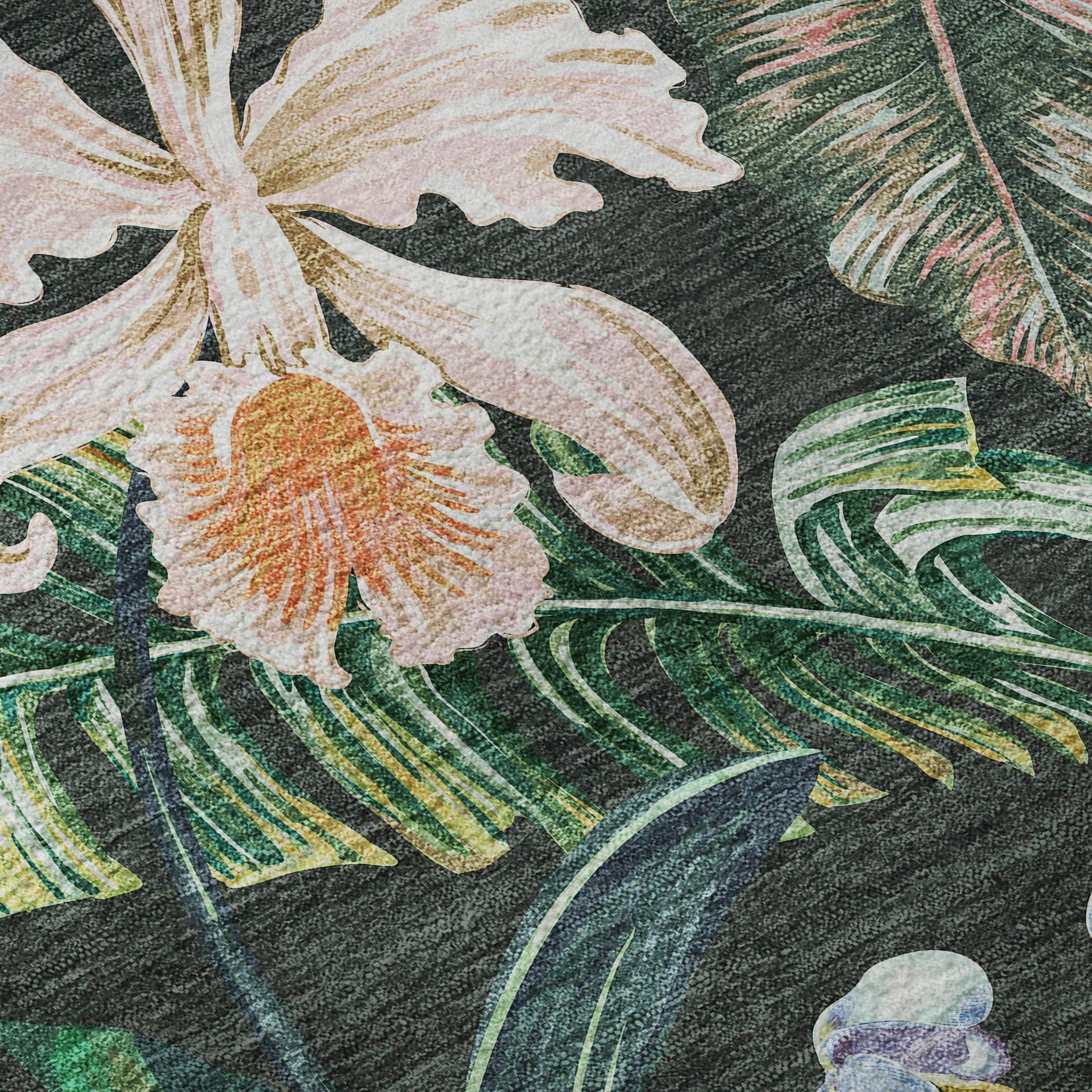 8' x 10' Red Synthetic Floral Washable Rug
