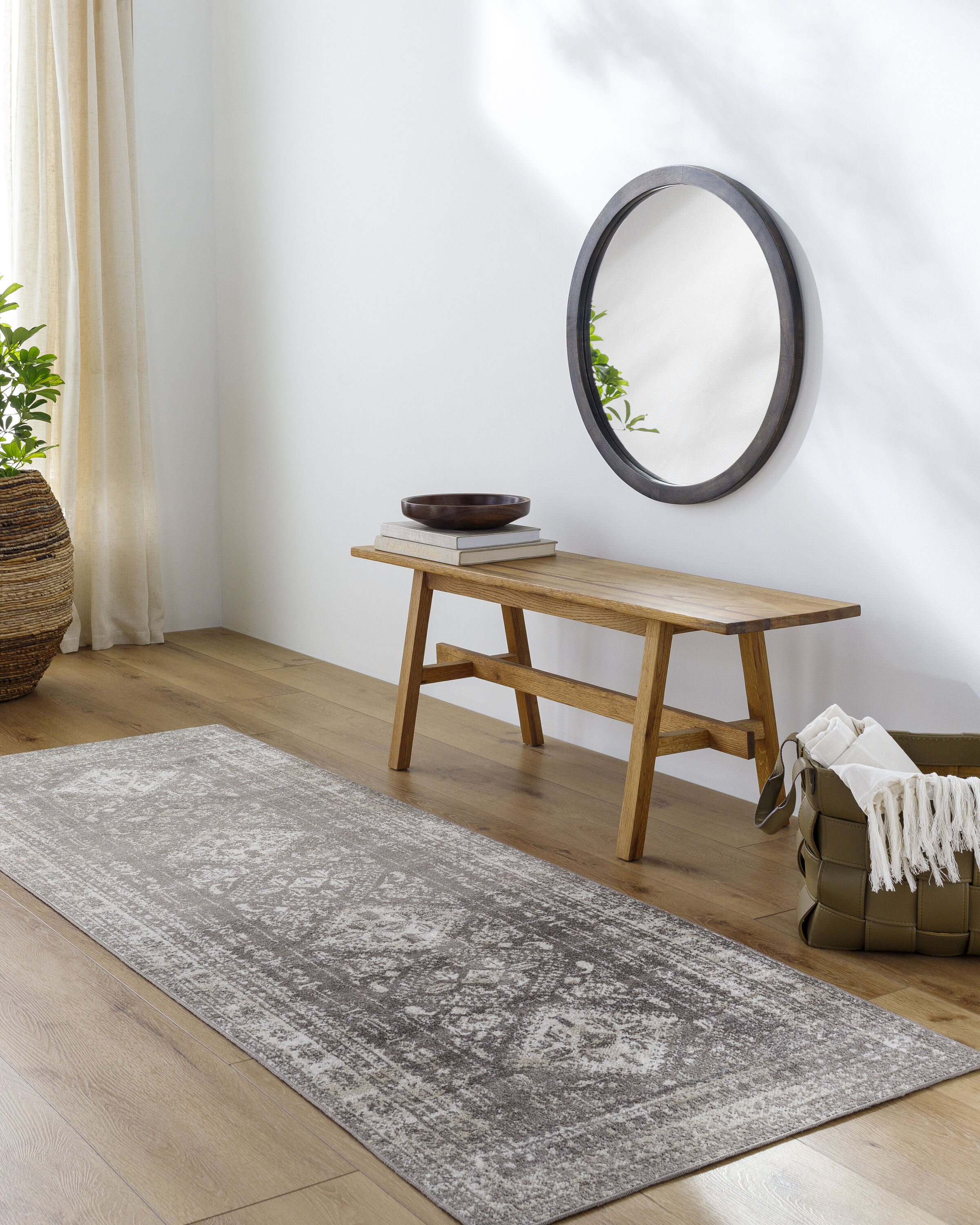 Livabliss LVR2302-2773 Lavadora 3 x 8 (ft) Polyester Taupe Rectangular Indoor Medallion Oriental Machine washable Runner rug