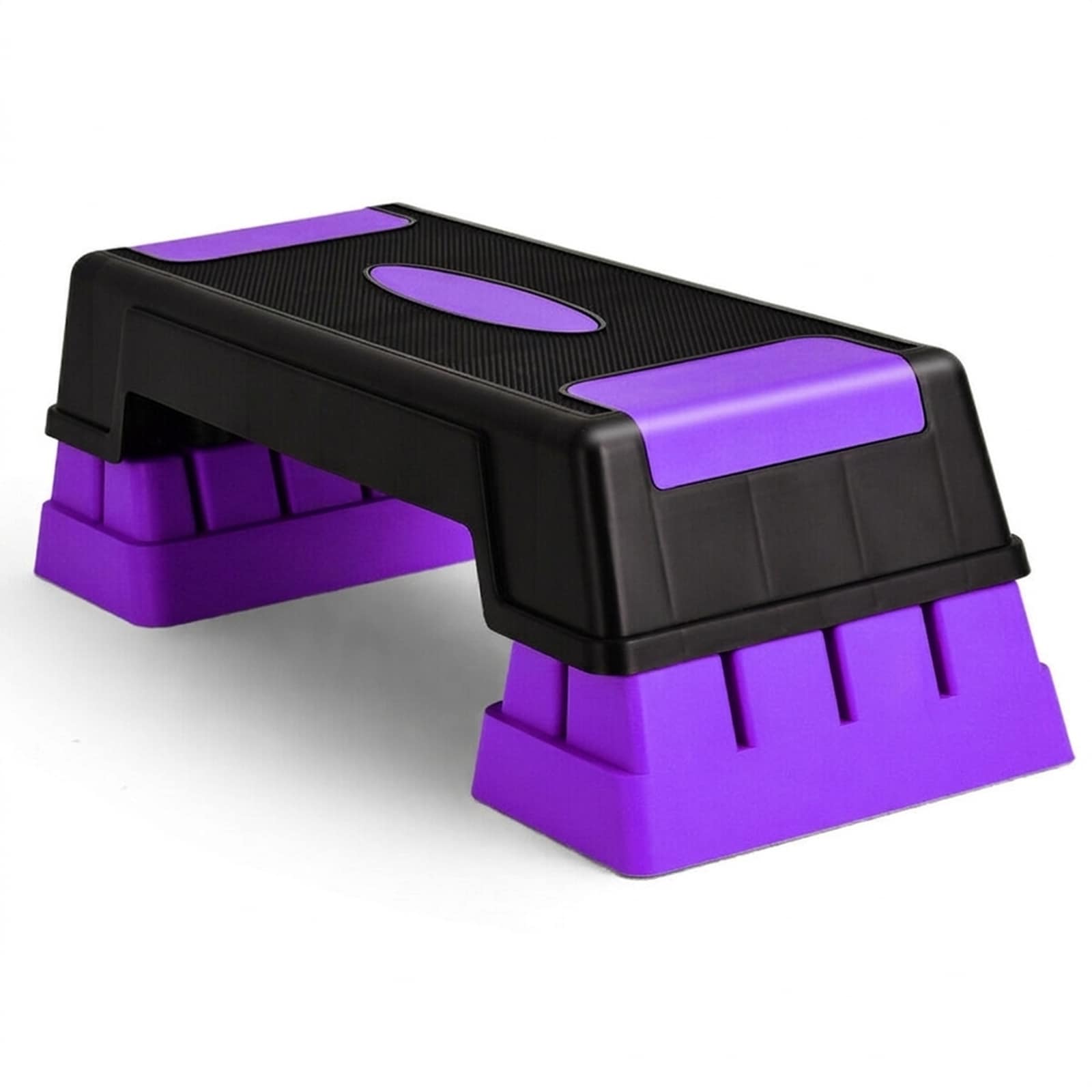 SUGIFT 28-in Aerobic Exercise Step Platform Stepper with 3-Level Adjustable Height 5-in 7-in 9-in 330-lb Capacity PP ABS Non-Slip Deck-Purple