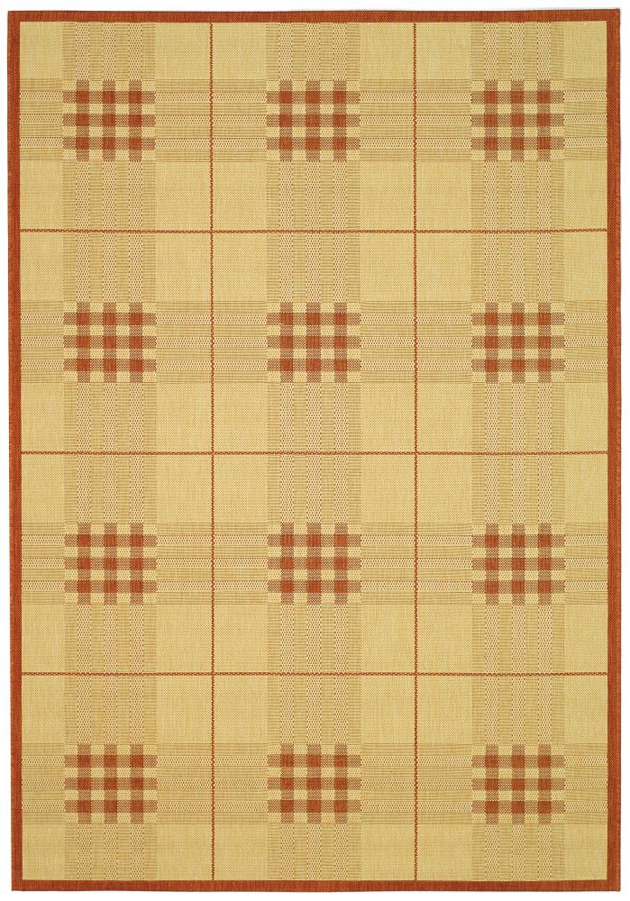 Safavieh CY1587-3201-6 Courtyard Crete 7 x 10 (ft) Loomed Polypropylene Natural/Terra Rectangular Indoor/Outdoor Geometric Coastal Area rug