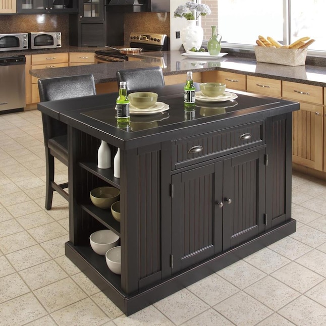 Black Wood Base With Granite Top, Home Styles Cottage Oak Kitchen Island