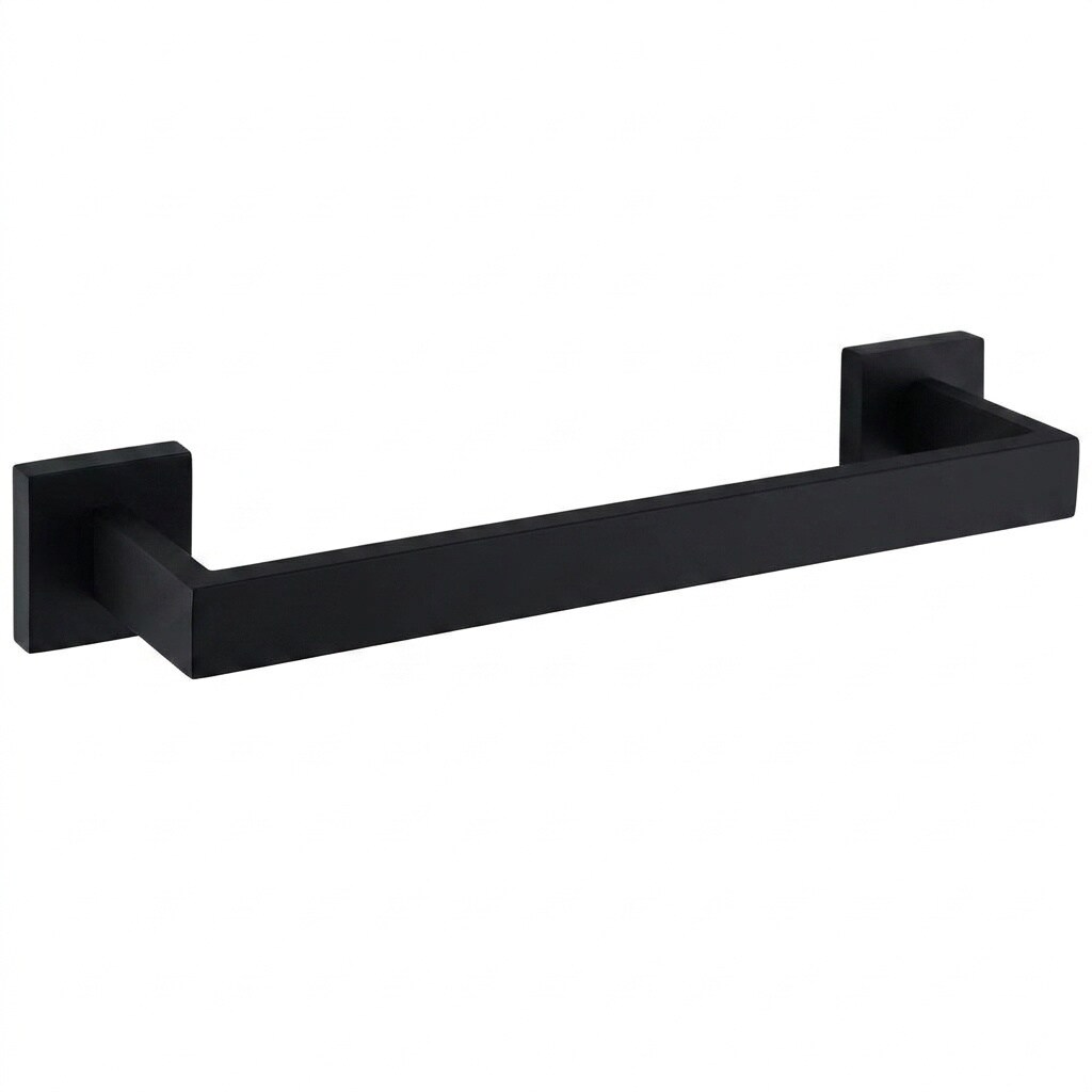 Aoibox  1 Pack Matte Black Stainless Steel 12 in Square Wall Mounted Heavy Duty Bathroom Hand Towel Bar Rod
