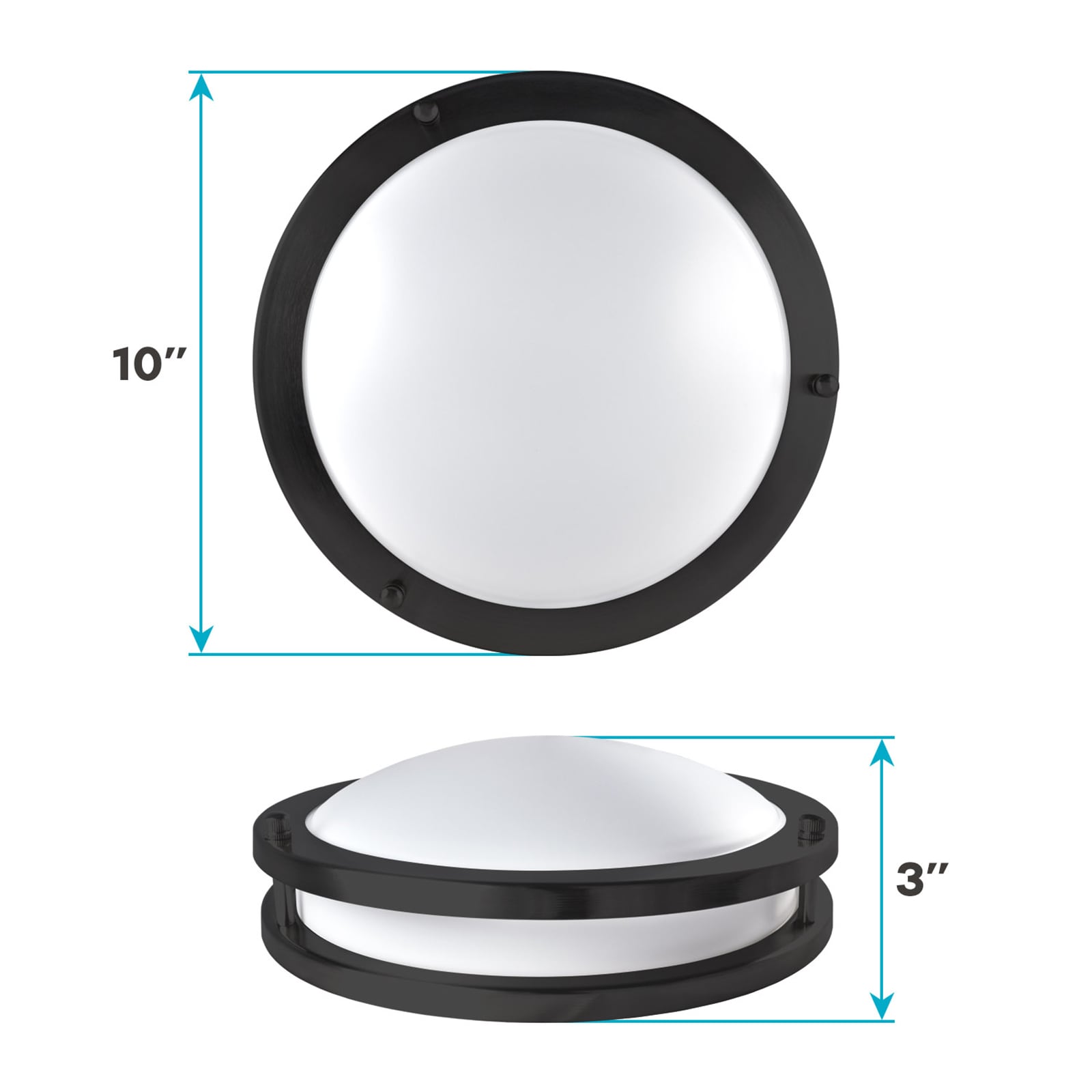 Matte Black 10" LED Flush Mount Ceiling Light, 5-Color Adjustable