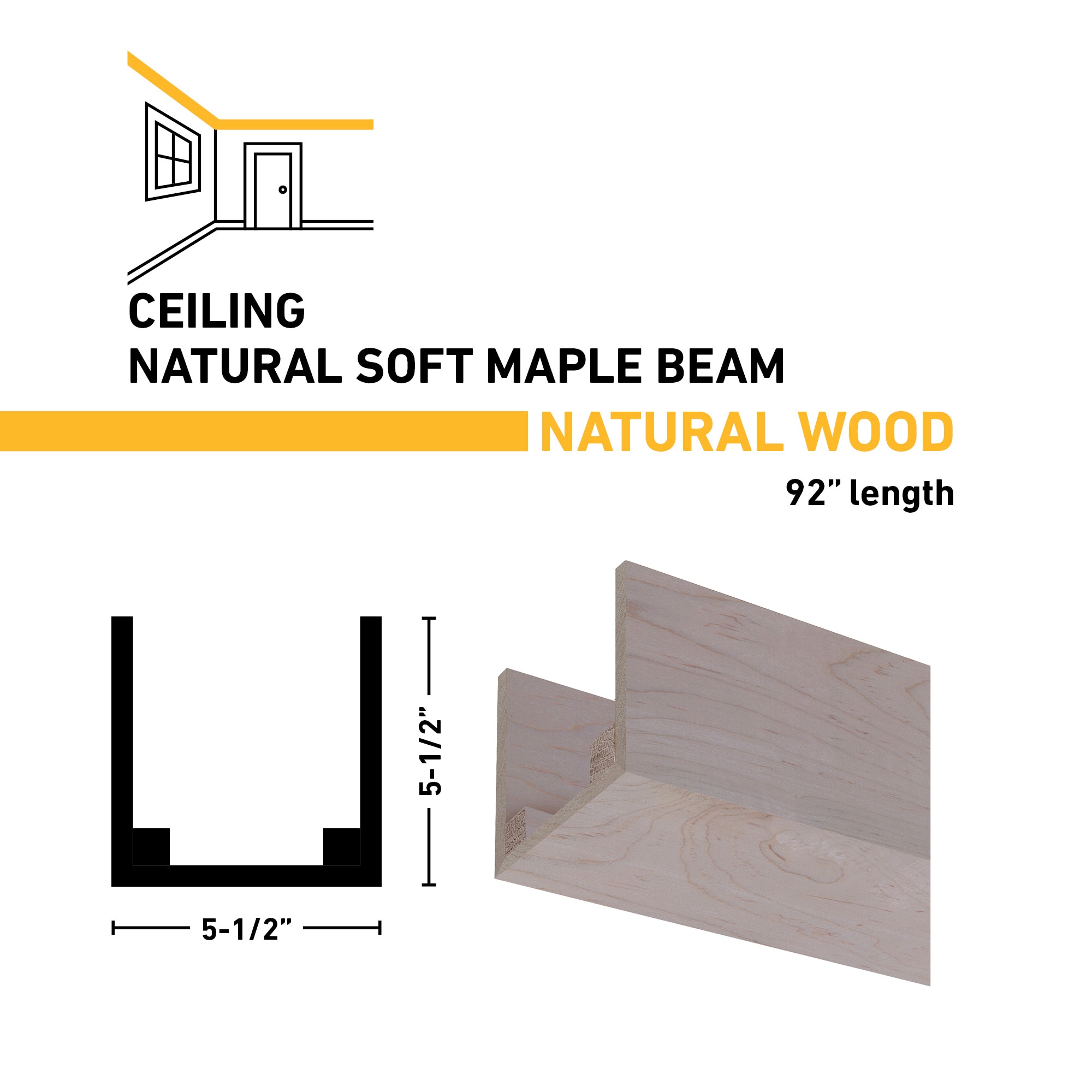 Ornamental Mouldings BEAMNAT01-92SMP5X5 Faux-Beams - View #3