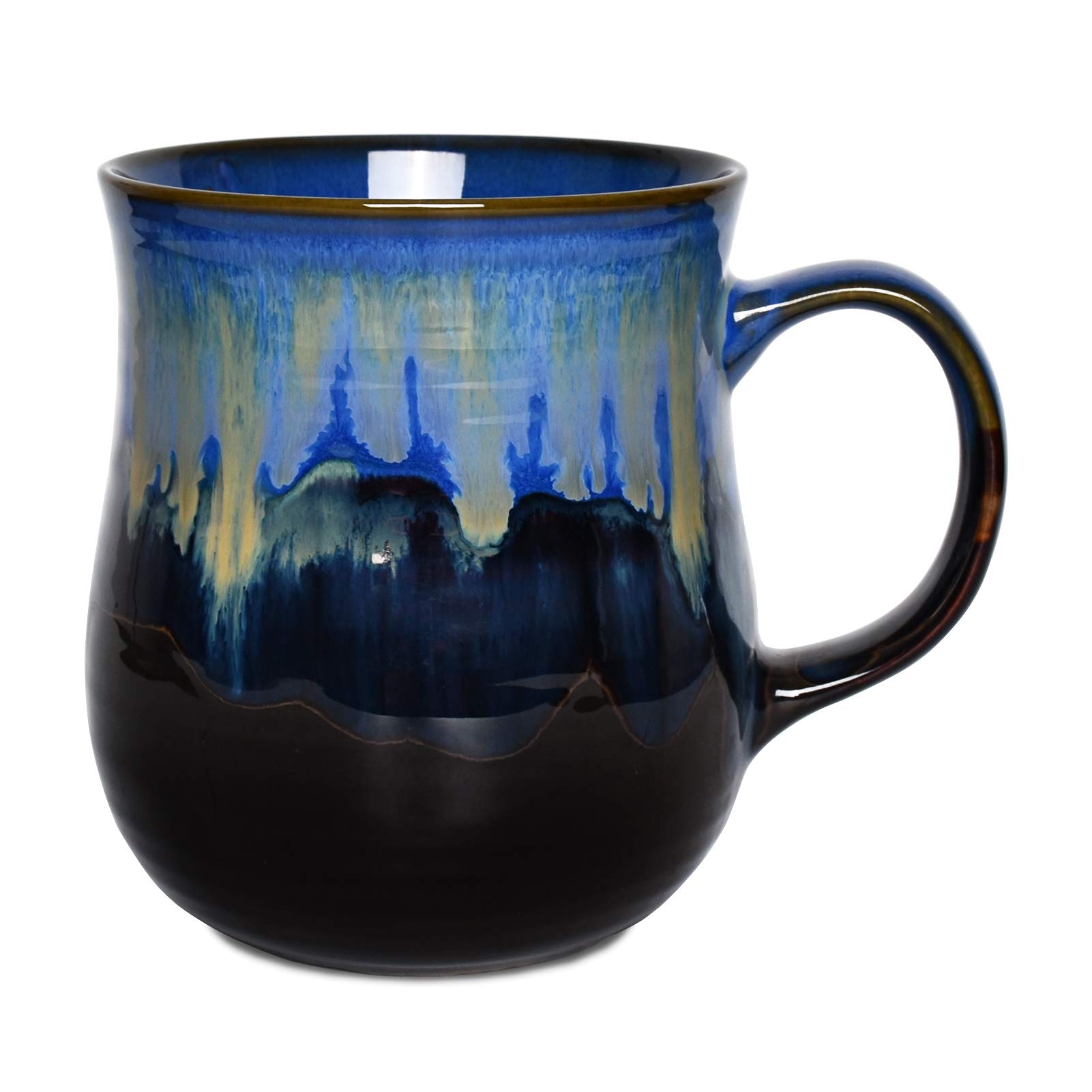Aoibox  21 oz Blue Large Ceramic Coffee Mug with Reactive Glaze Finish and Easy Grip Handle Single Piece