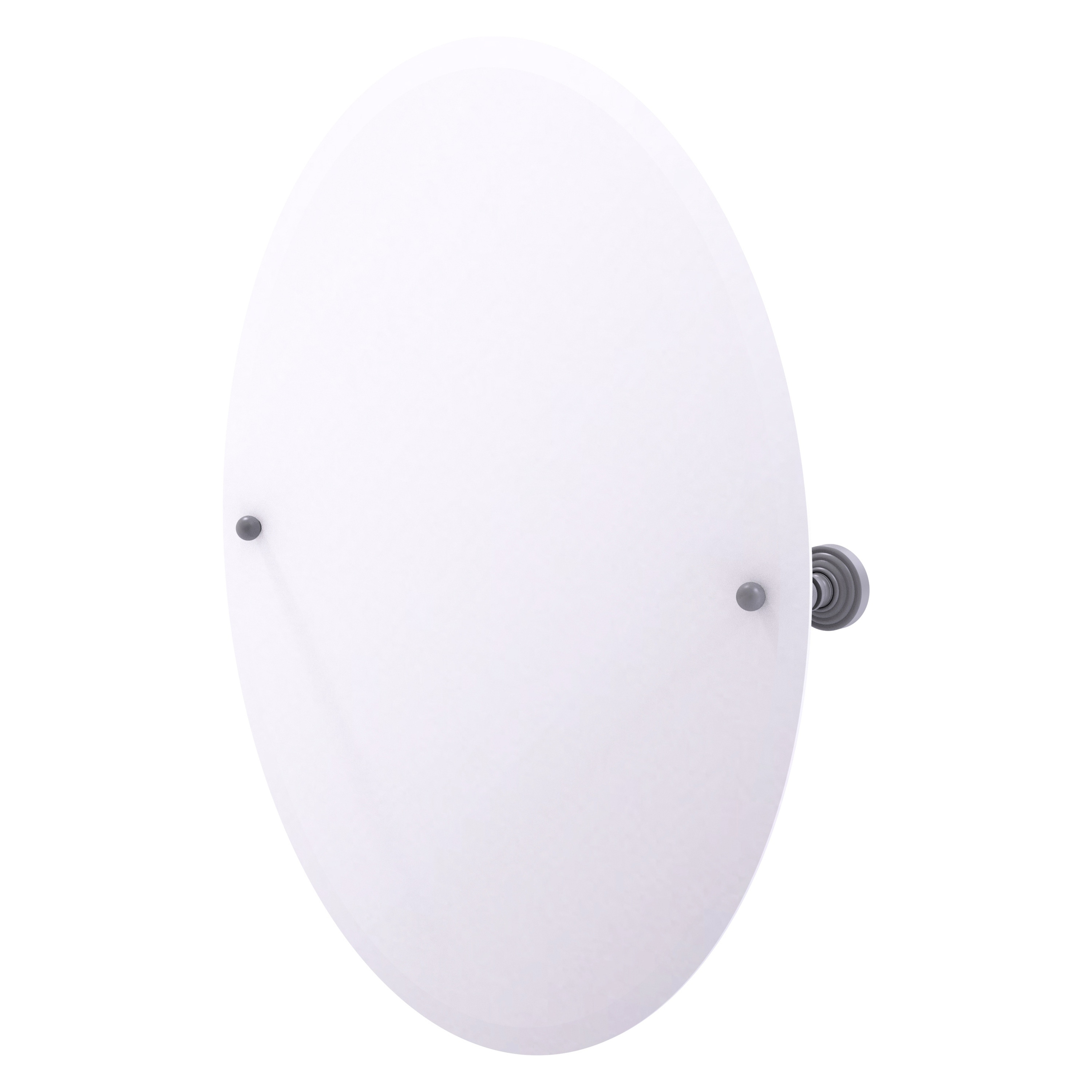 Allied Brass WP-91-GYM Waverly Place 21-Inches x 28-Inches Beveled Frameless Oval Tilting Bathroom Vanity Mirror ( Matte Gray )