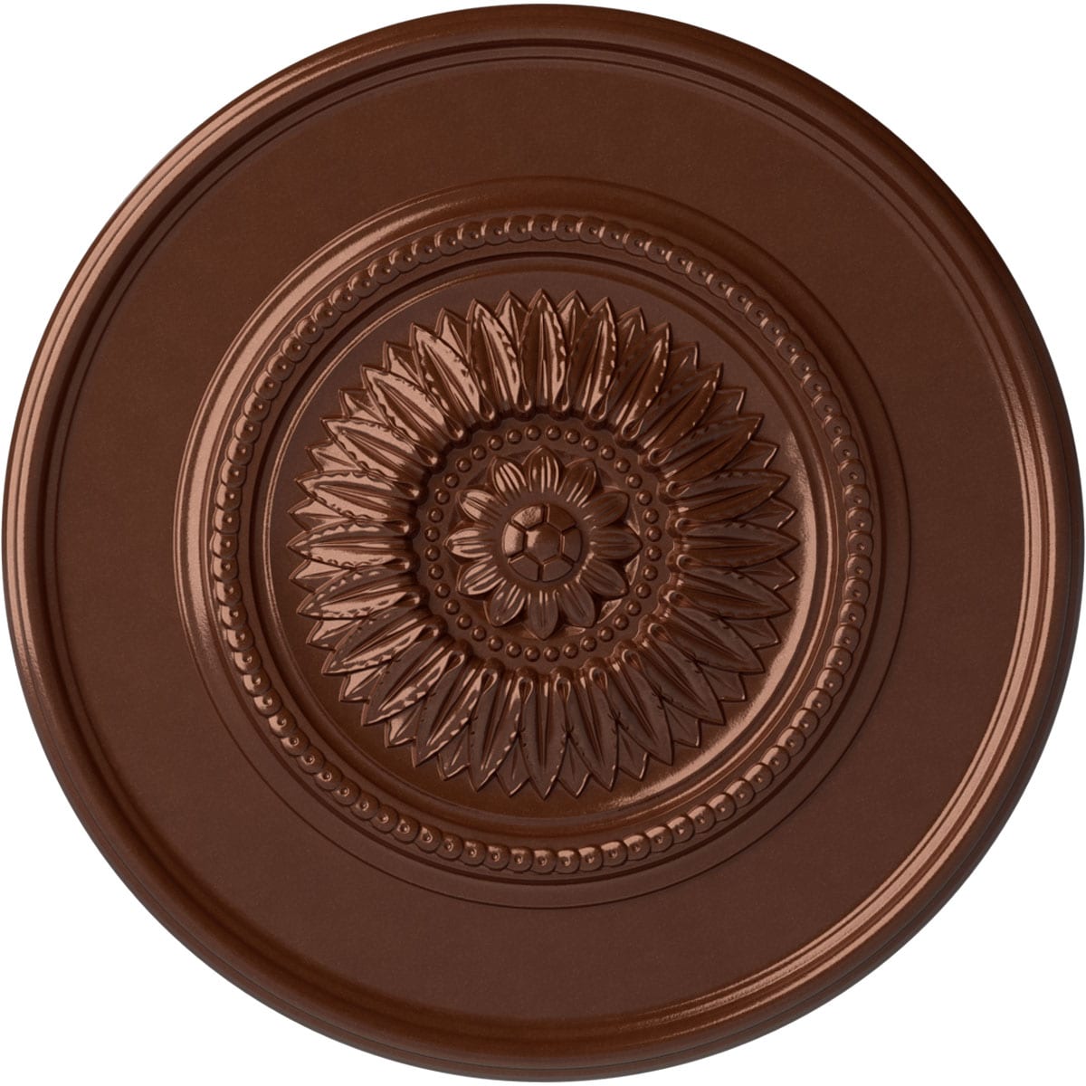 Ekena Millwork CM41FLCPS Large Floral 41.125-in W x 41.125-in L Painted Copper Penny Polyurethane Whole Ceiling Medallion