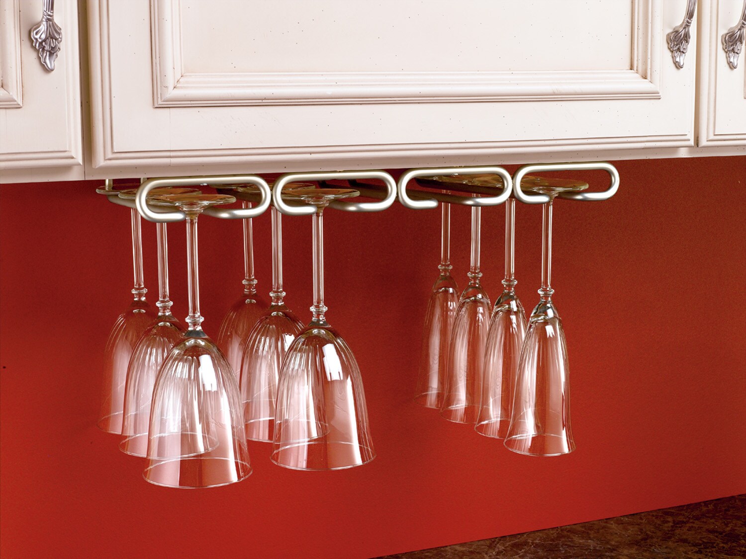 Rev-A-Shelf 3450-11SN 17-in W x 1.5-in H 1-Tier Under-shelf Metal Stemware Holder