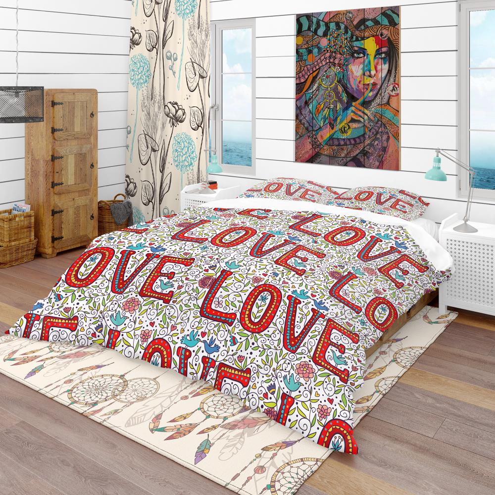 Designart BED18898-K 3 -Piece Red King Duvet cover Set