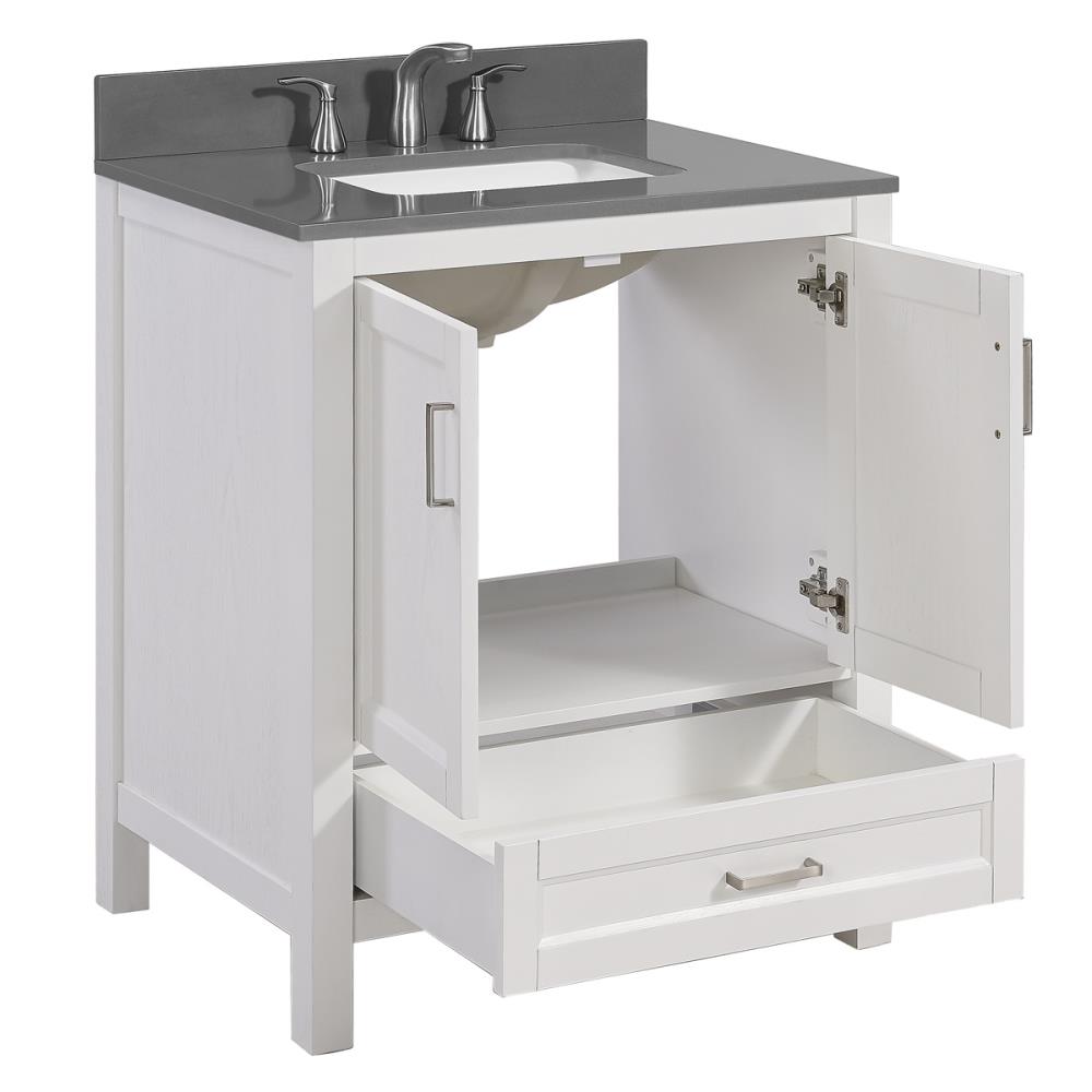 Durham 30-in White Oak Undermount Single Sink Bathroom Vanity with Dark ...