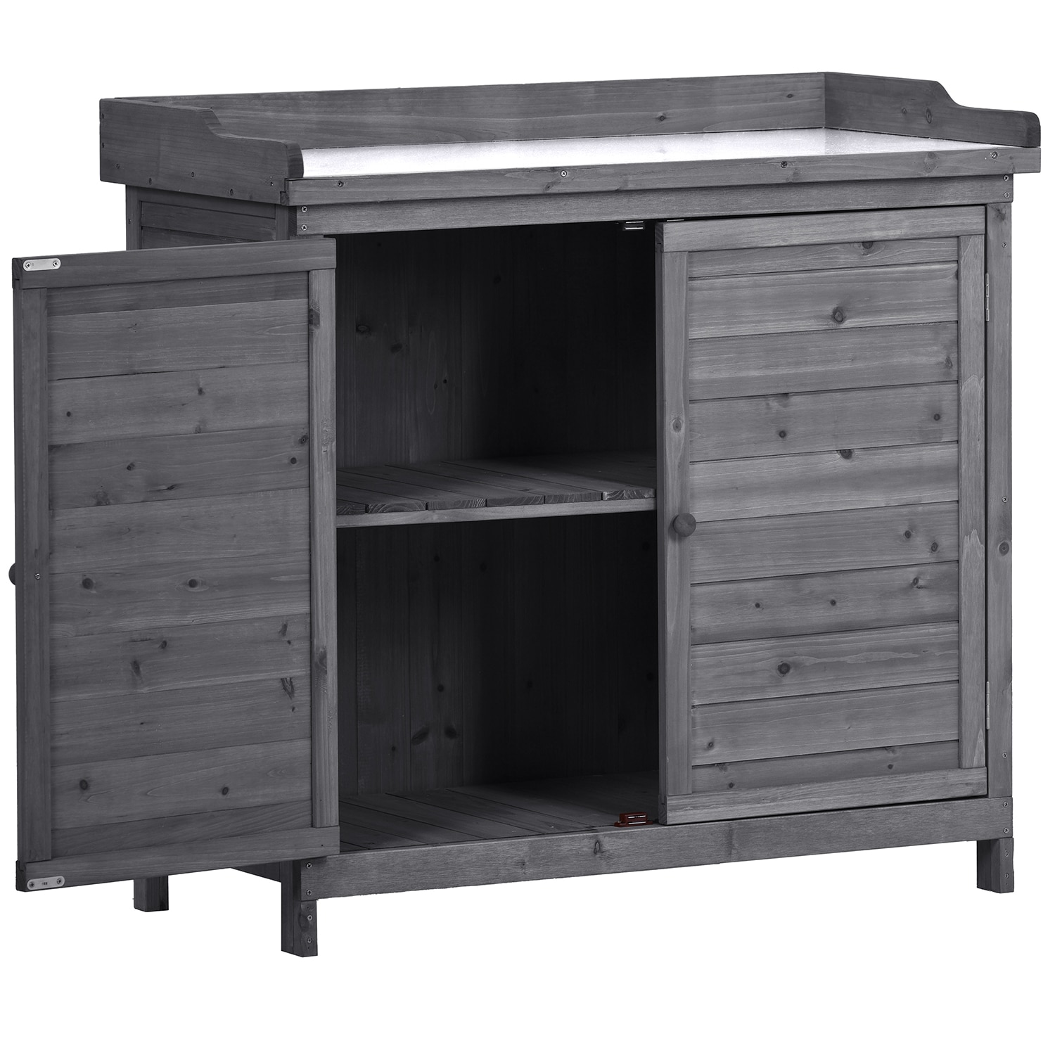SINOFURN SYA010306GY Outdoor Wood Workstation Storage Cabinet Garden Shed