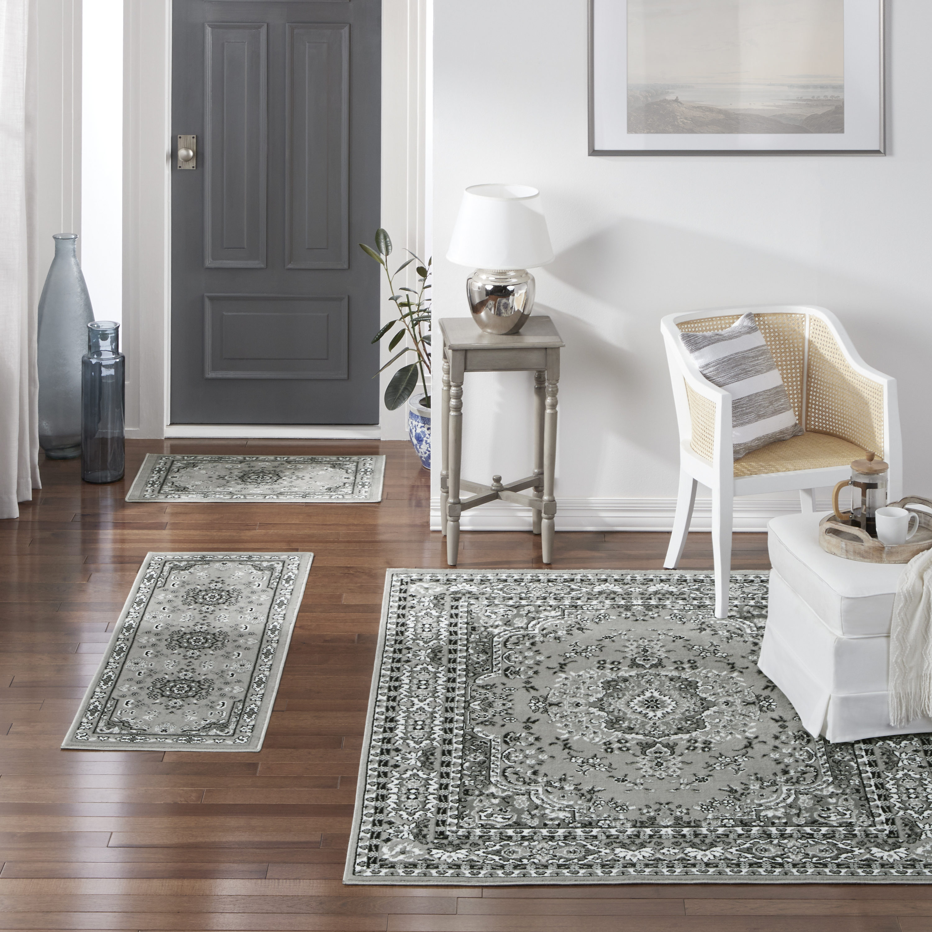 Home Dynamix Ariana Ksara Multiple Sizes Gray Indoor Border Rug Set in the  Rugs department at