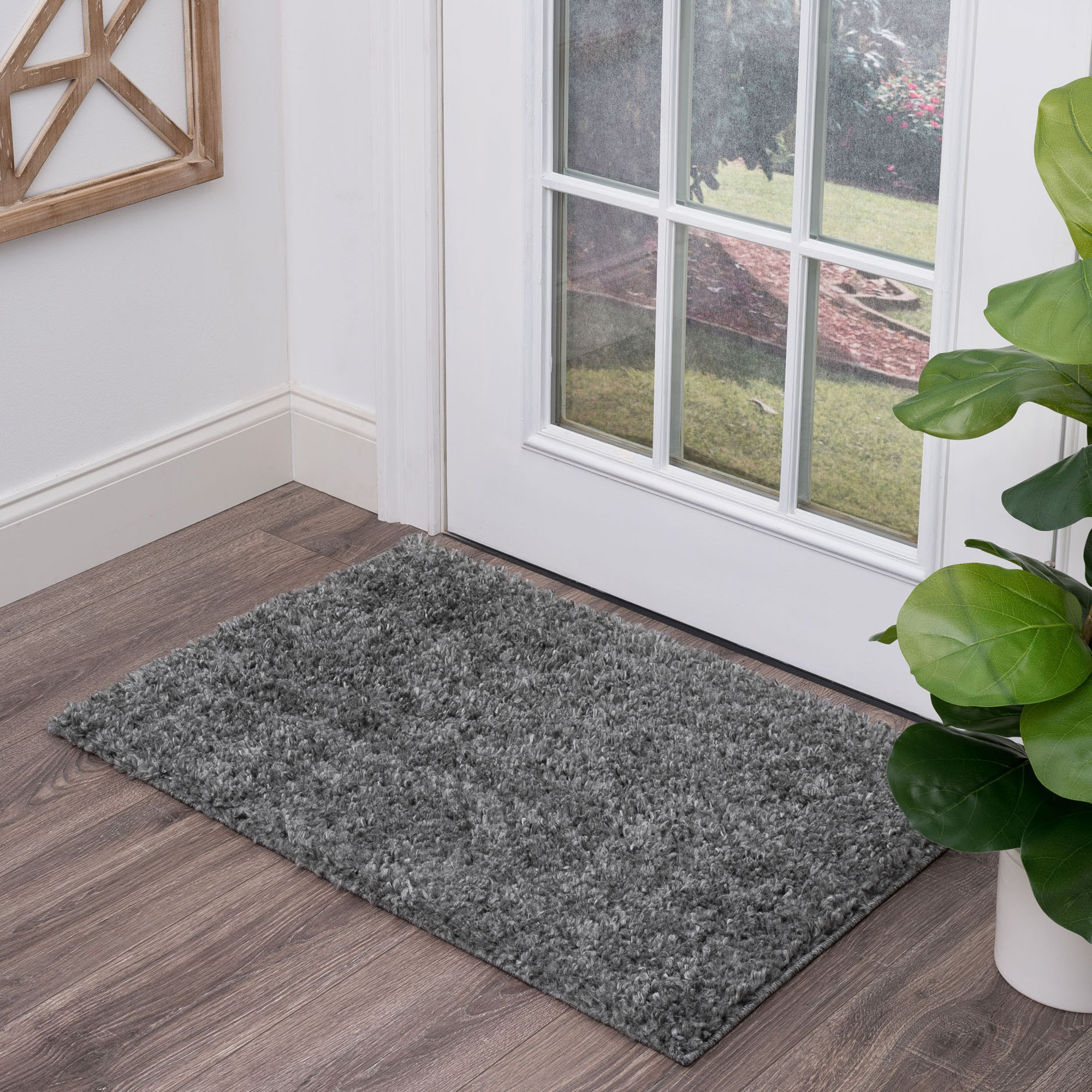 Tayse SOH1301 2X3 Soho Shag 2 x 3 (ft) Loomed Polypropylene Gray Rectangular Indoor Solid Throw rug