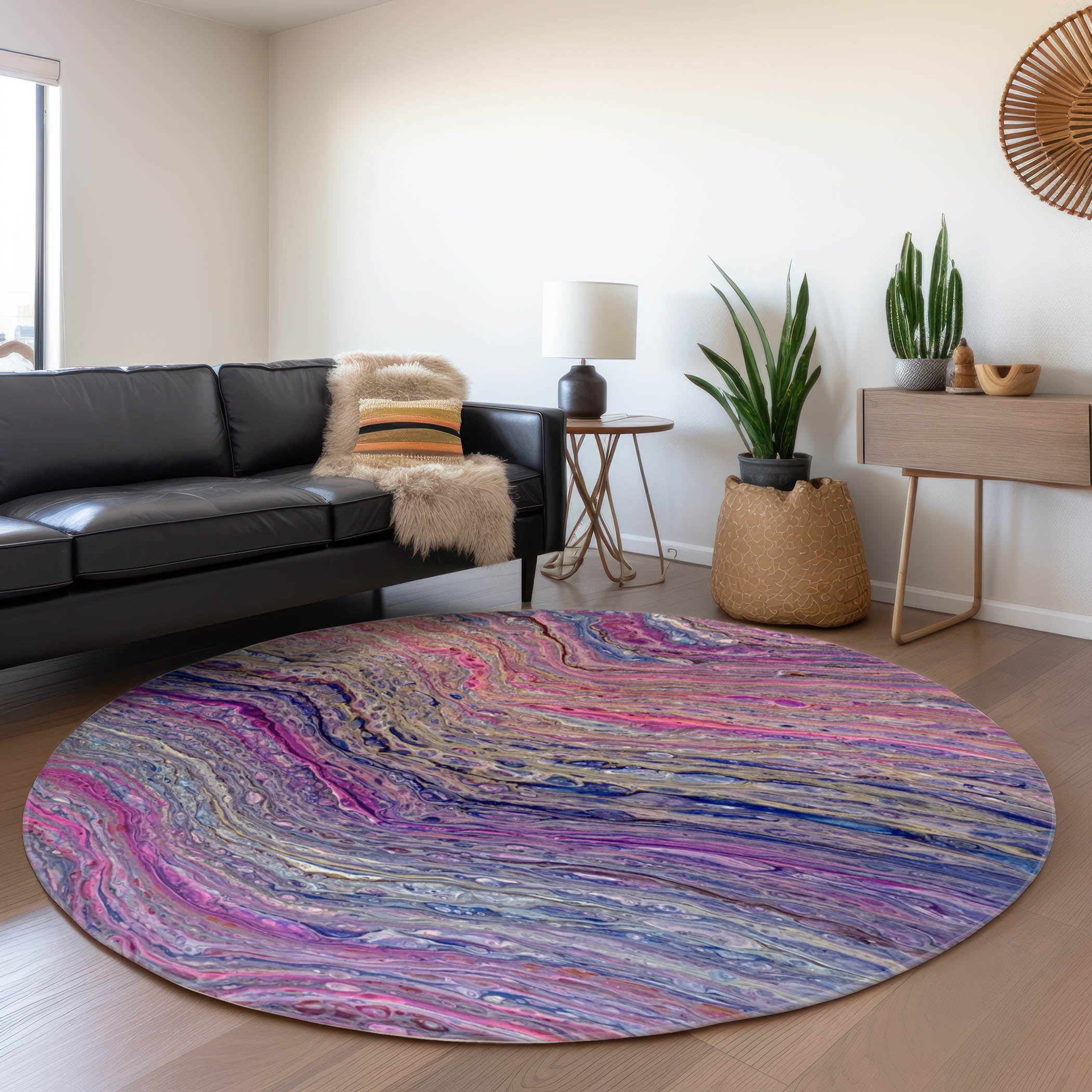 Addison Rugs AMF48FL8RO Mayfield AMF48FL 8 x 8 (ft) Loomed Polyester Flirt Round Indoor Abstract Machine washable Area rug