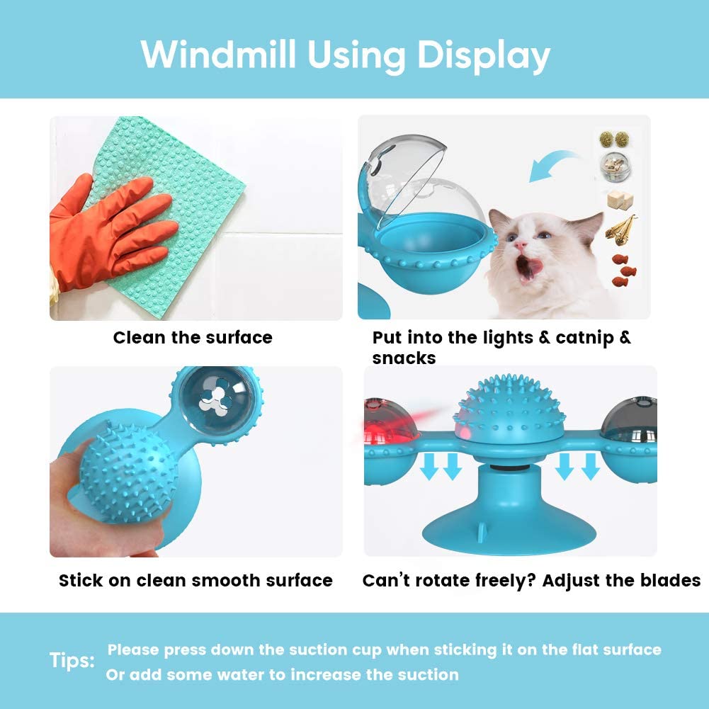 360 Rotating Windmill Pet Cat Dog Toy Food Treat Snack Dispenser Feeder