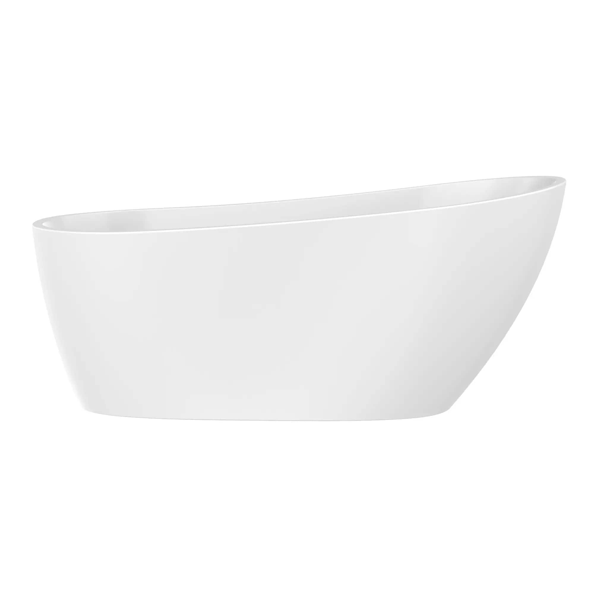 Vanity Art Colombes 31.5-in x 67-in White/Titanium Gold Acrylic Oval Freestanding Soaking Bathtub ( Right Drain )