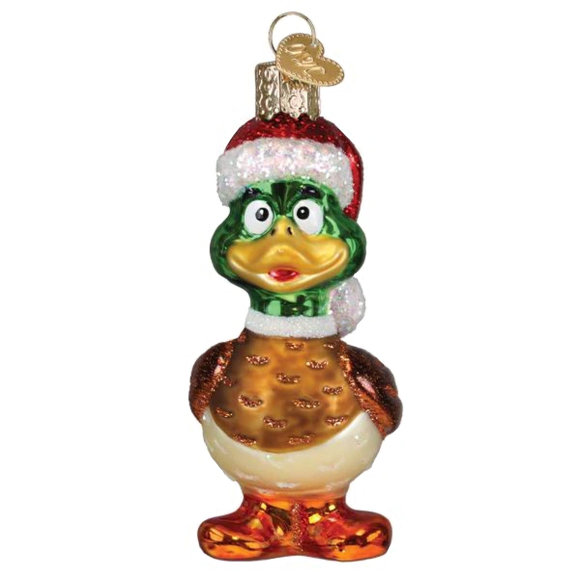 Old World Christmas 729343161598 Blown Glass Ornament for Christmas Tree - Silly Santa Duck