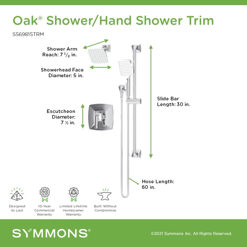 Symmons S569815TRM Showerhead-Bar-Panels - View #2