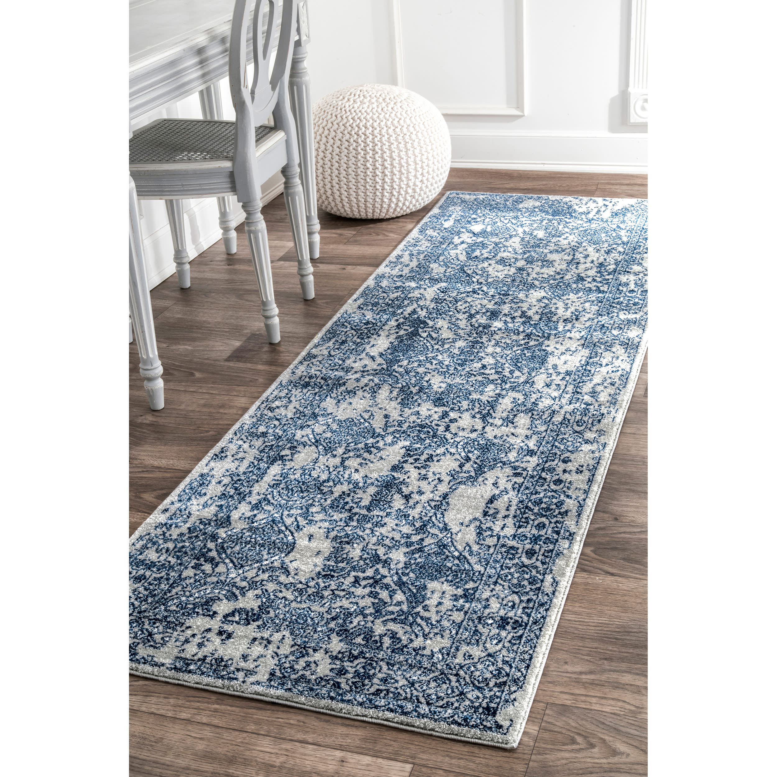 nuLOOM RZBD21B-2808 2 x 8 (ft) Loomed Polypropylene Light Blue Rectangular Indoor Floral/Botanical Vintage Runner rug