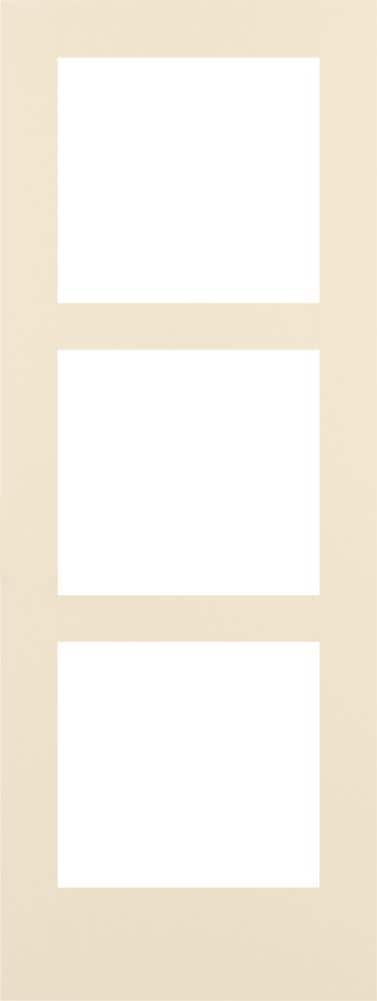 RELIABILT LO1370235 Shaker 32-in x 80-in Cream-n-Sugar 3-panel square Frosted glass Smooth Solid core Prefinished Pine Wood Slab Door