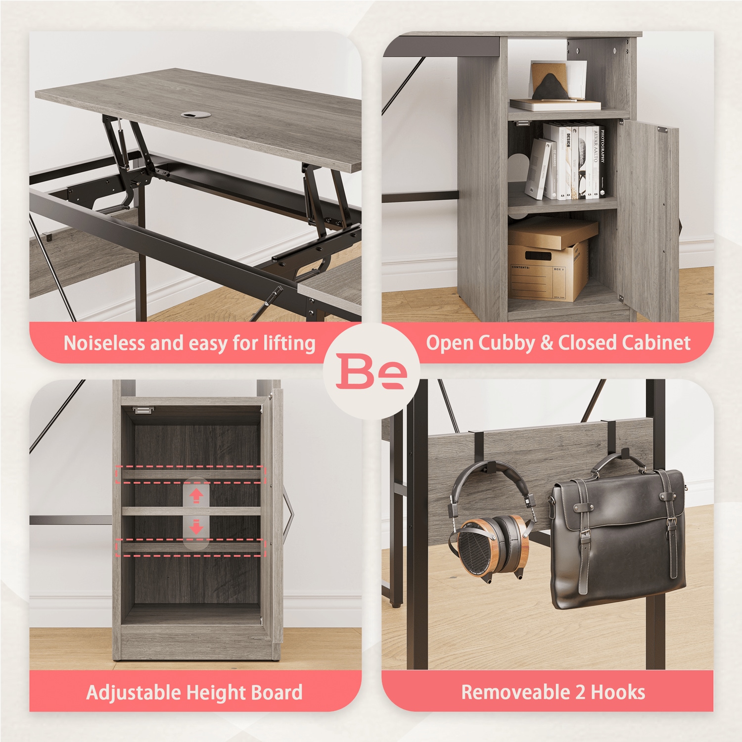 Bestier LOW-H100824B-GRYW desks - View #3