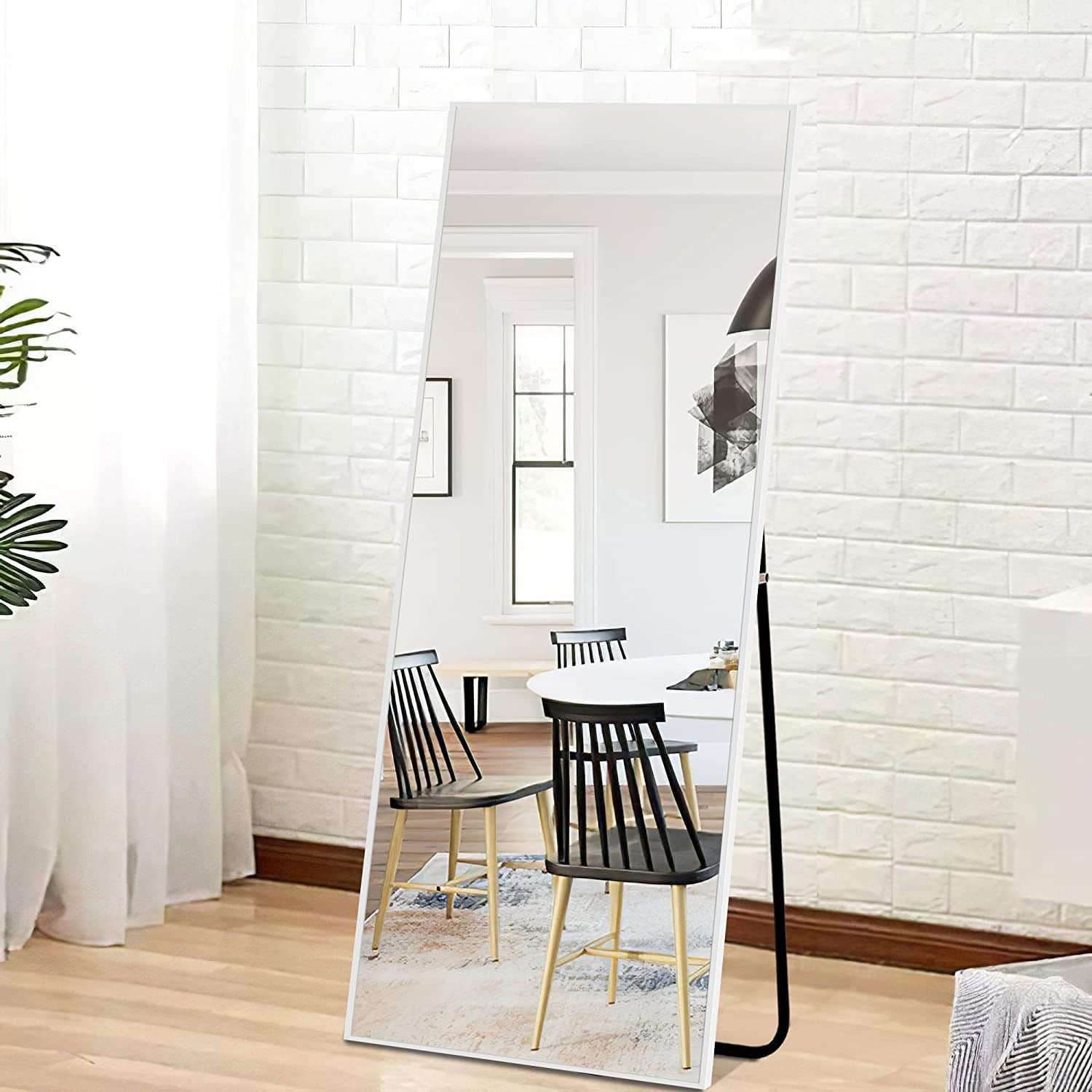 Dovelina LS-A-MR01059 16-Inches W x 55.0-Inches H Rectangle White Framed Full Length Floor Mirror