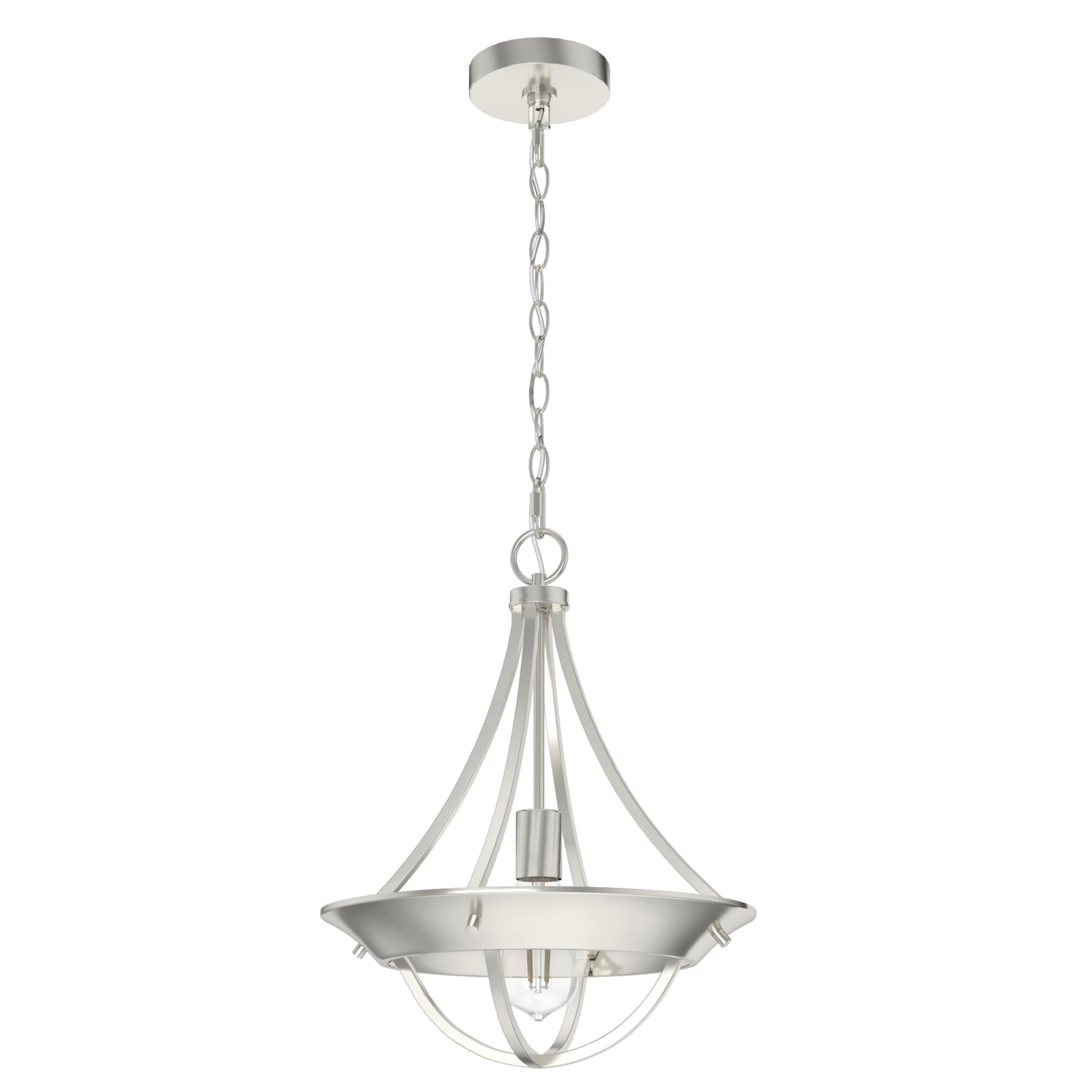 Hunter 19419 Perch Point 1 -Light Brushed Nickel Transitional Bowl Medium (10-22 inches) Hanging Kitchen island light