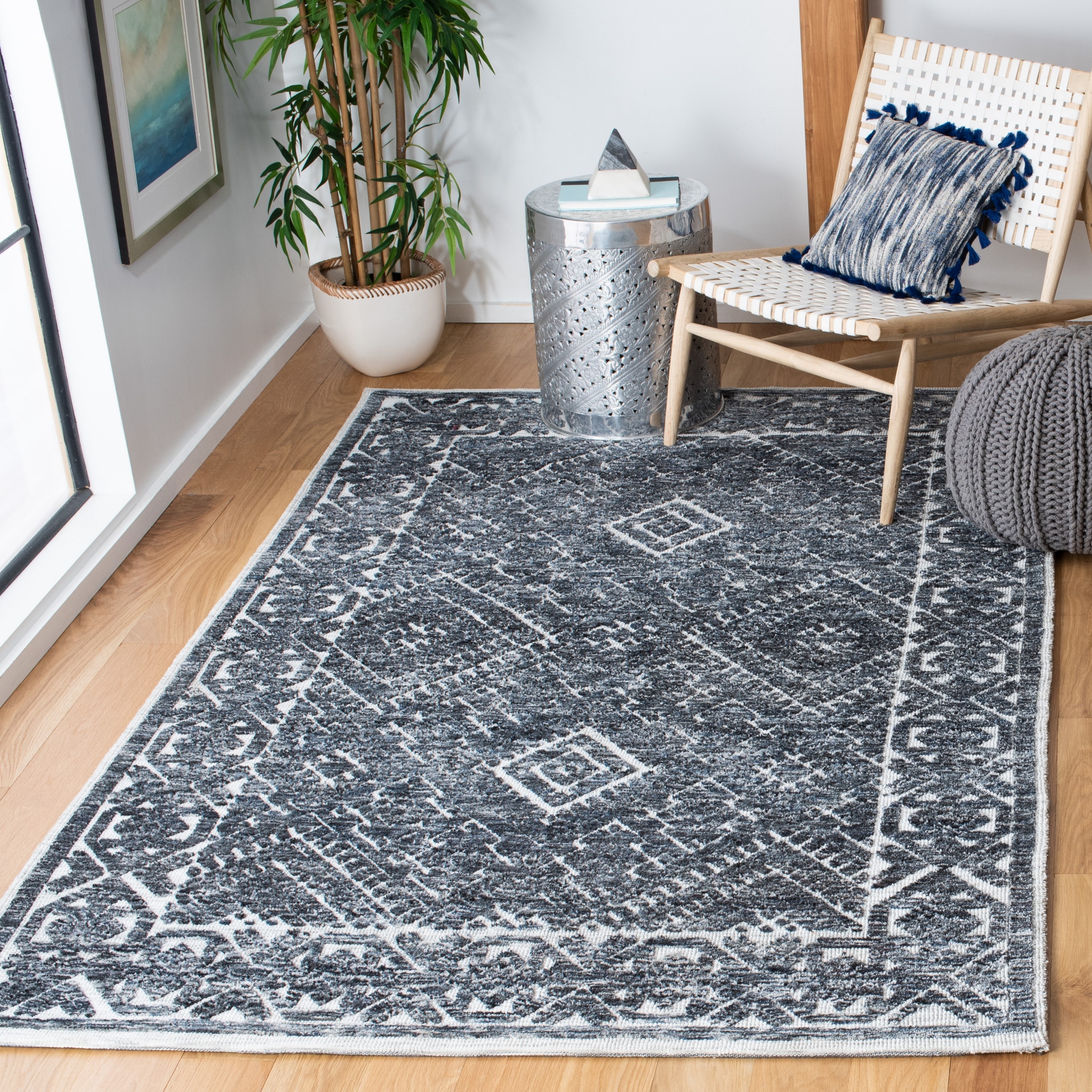 Safavieh ROS703M-8 Roslyn Bozidarka 8 x 10 (ft) Loomed Polyester Blue/Ivory Rectangular Indoor Distressed/Overdyed Vintage Area rug