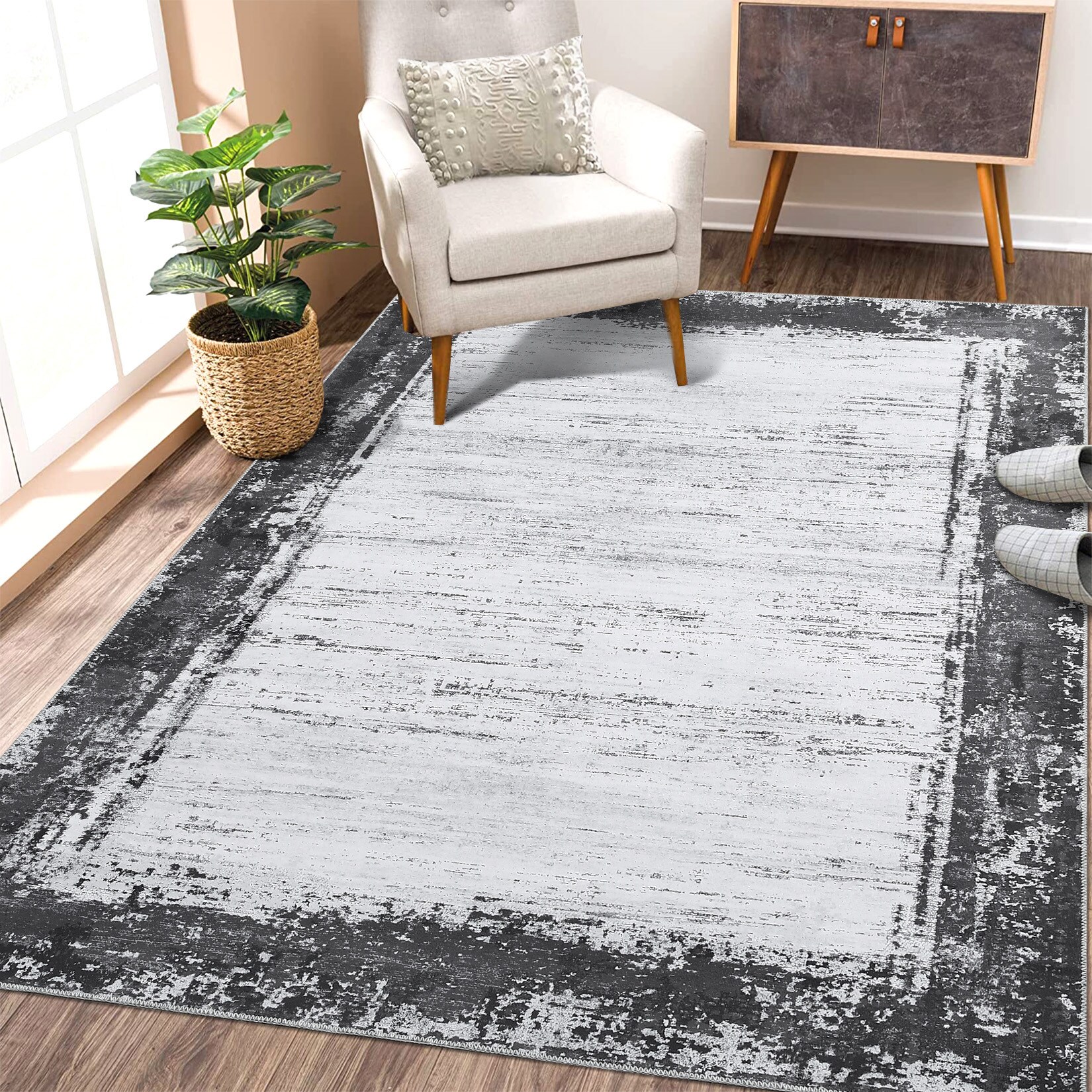 Garvee YXY-LO-PHO-10RRHRC7 10 x 13 (ft) Loomed Polyester Gray Rectangular Indoor Ombre Mid-Century Modern Machine washable Area rug